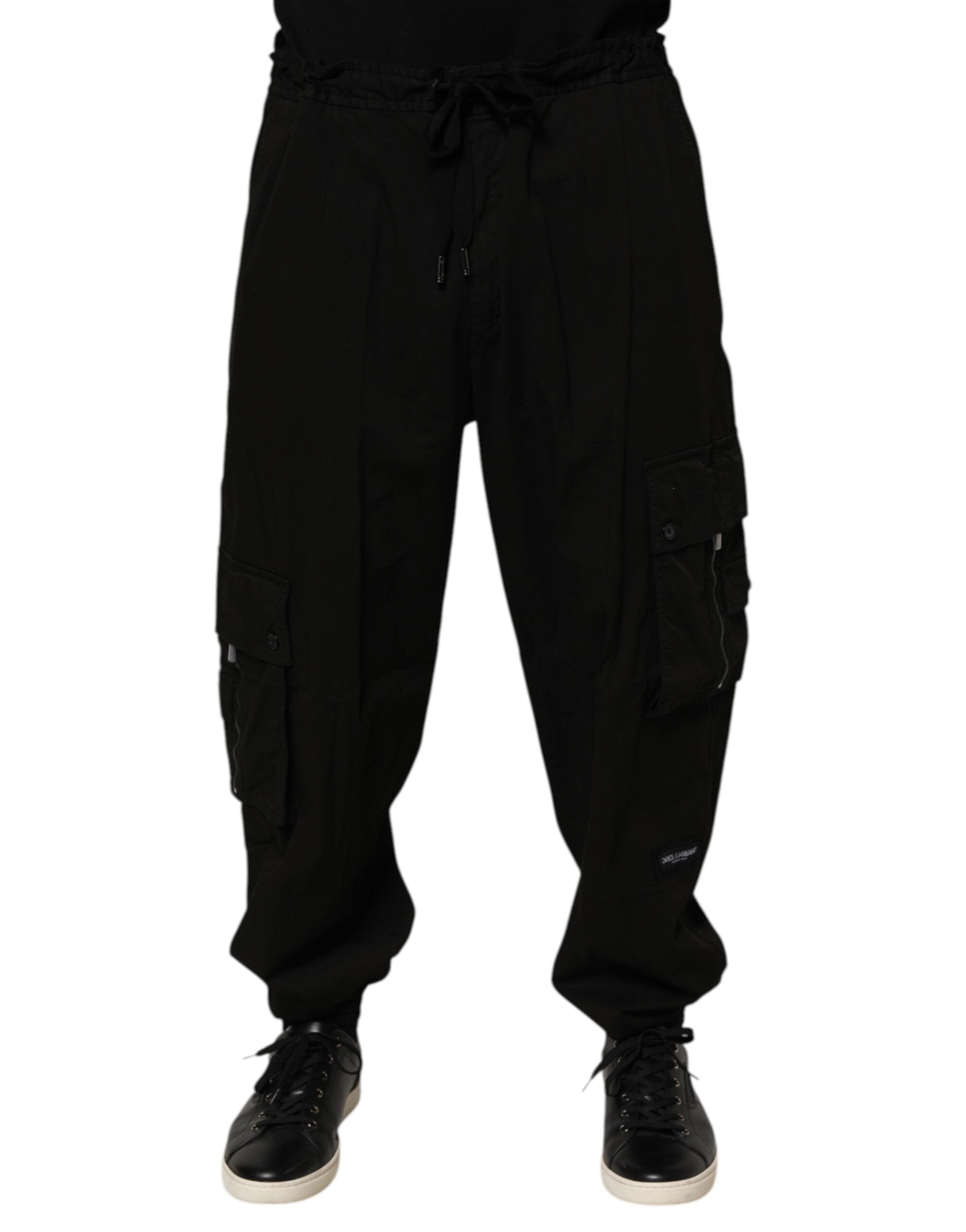 Black Cotton Cargo Jogger Sweatpants Pants