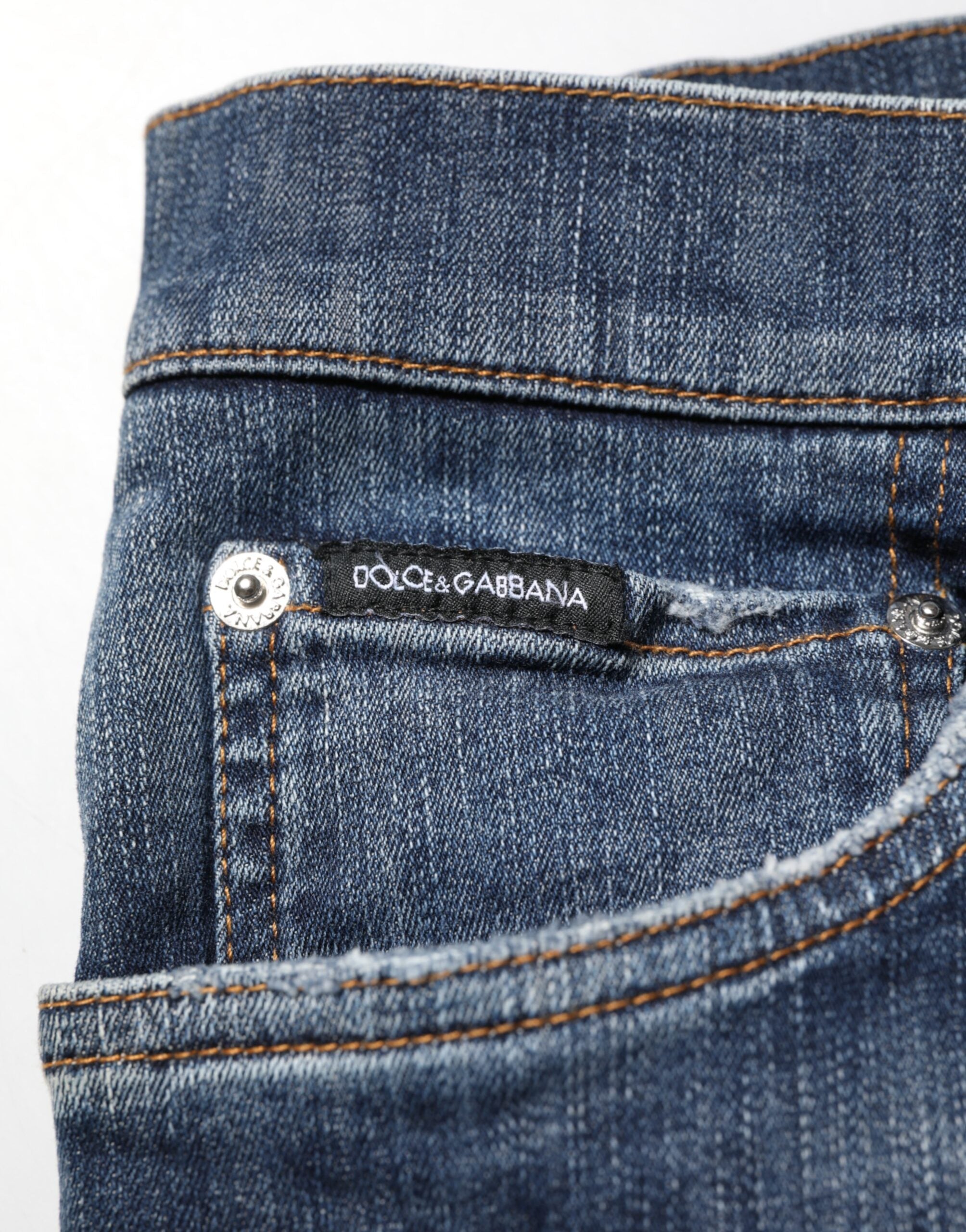 Dark Blue Washed Running Ripped Denim Jeans