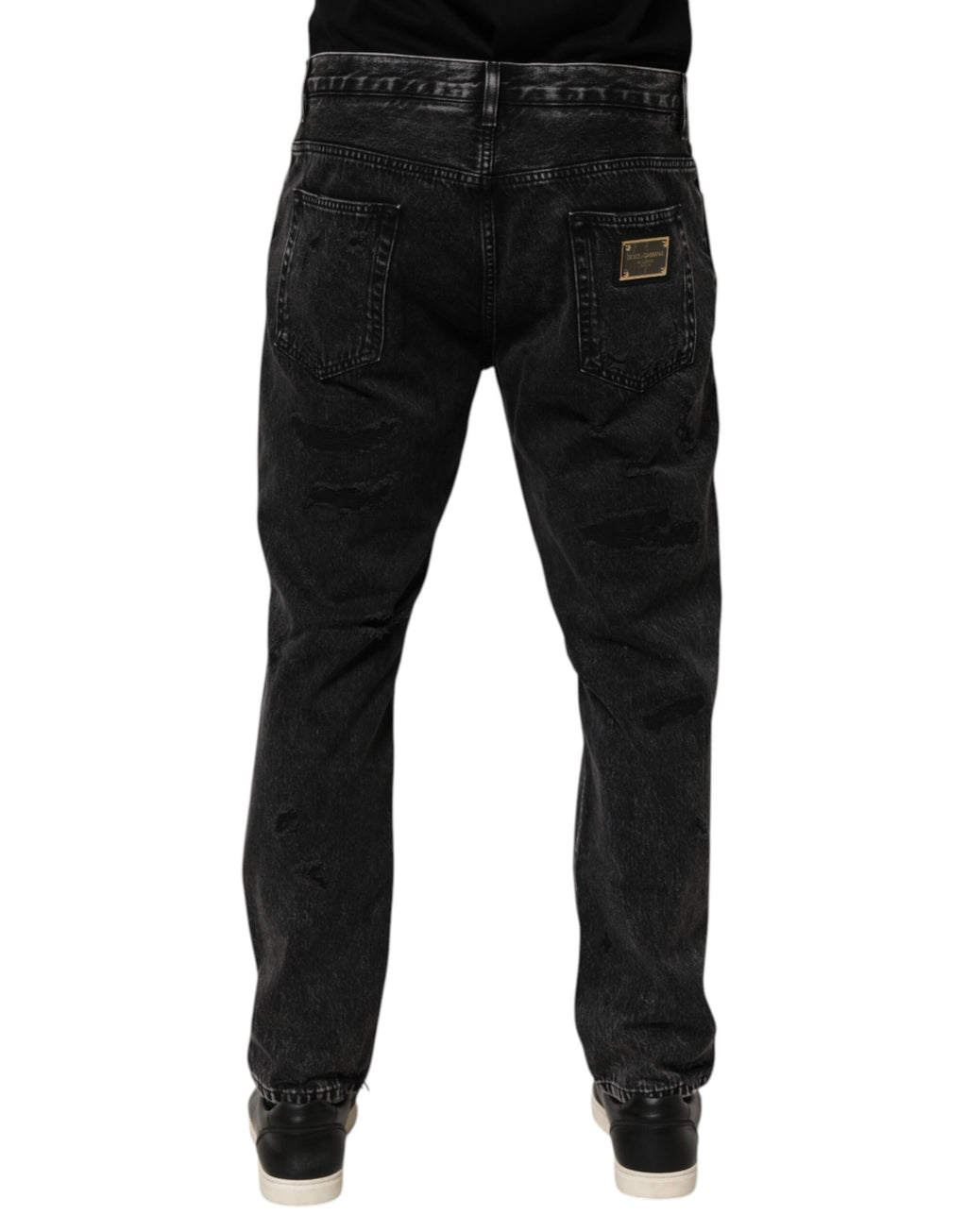 Dolce & Gabbana Black Washed Ripped Loose Cotton Denim Jeans