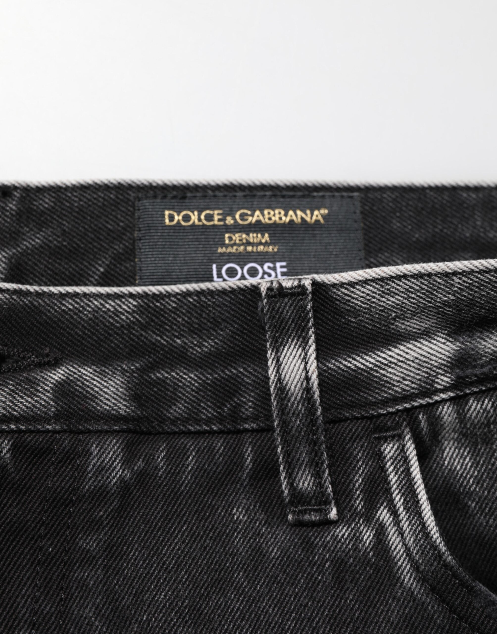 Dolce & Gabbana Black Washed Ripped Loose Cotton Denim Jeans