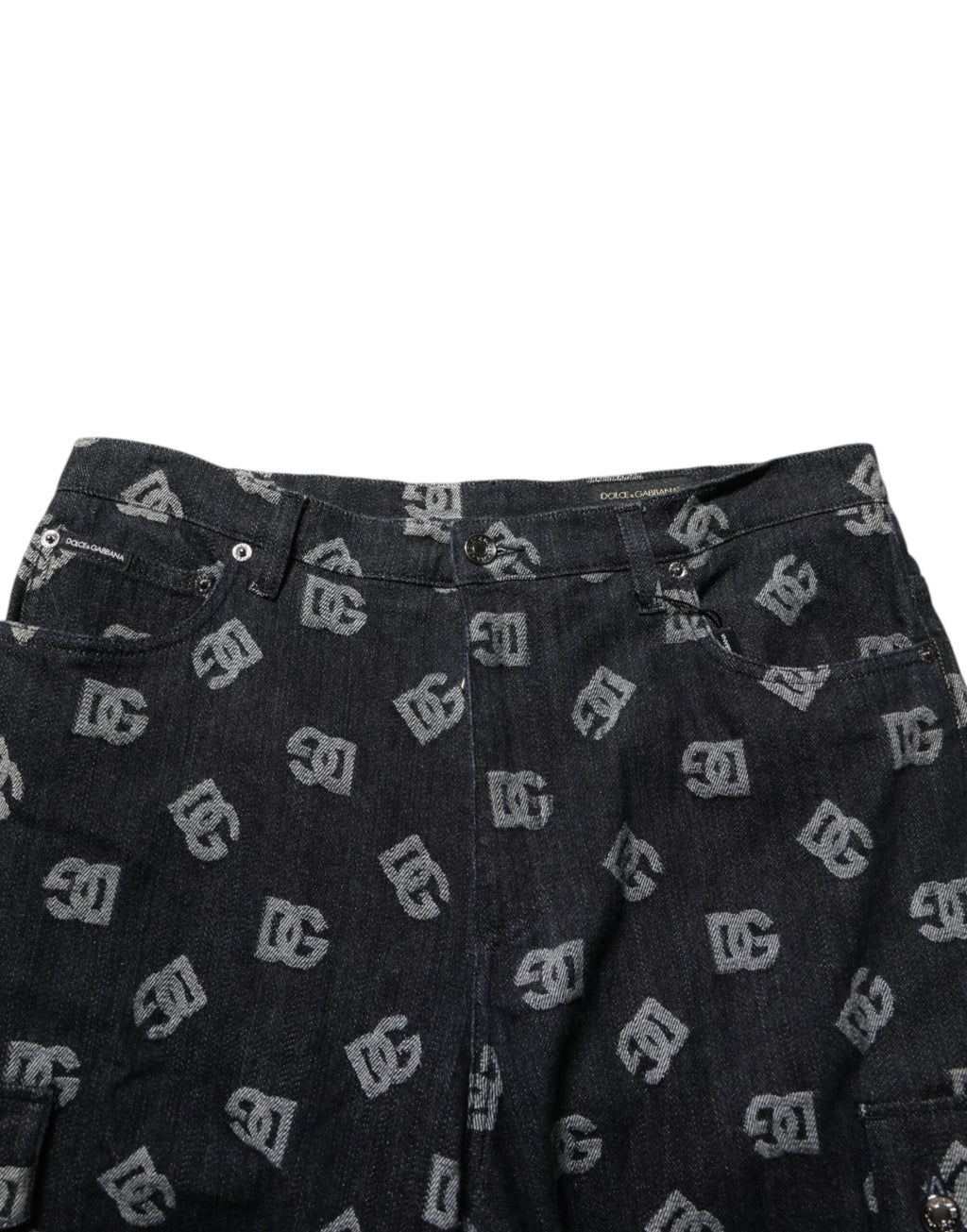 Black Monogram Denim Cargo Men Bermuda Short
