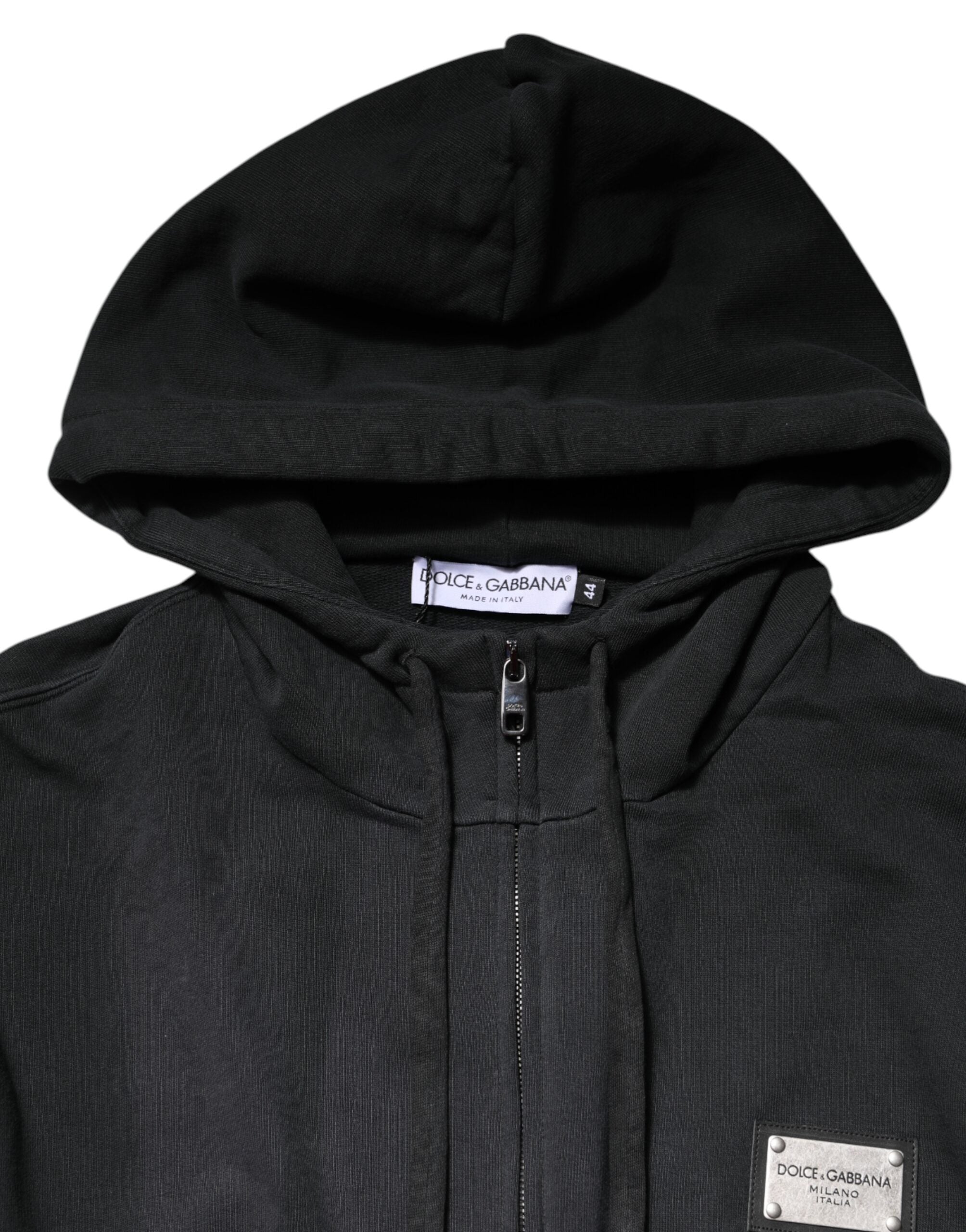 Black Logo FullZip Hooded Sweatshirt Sweater