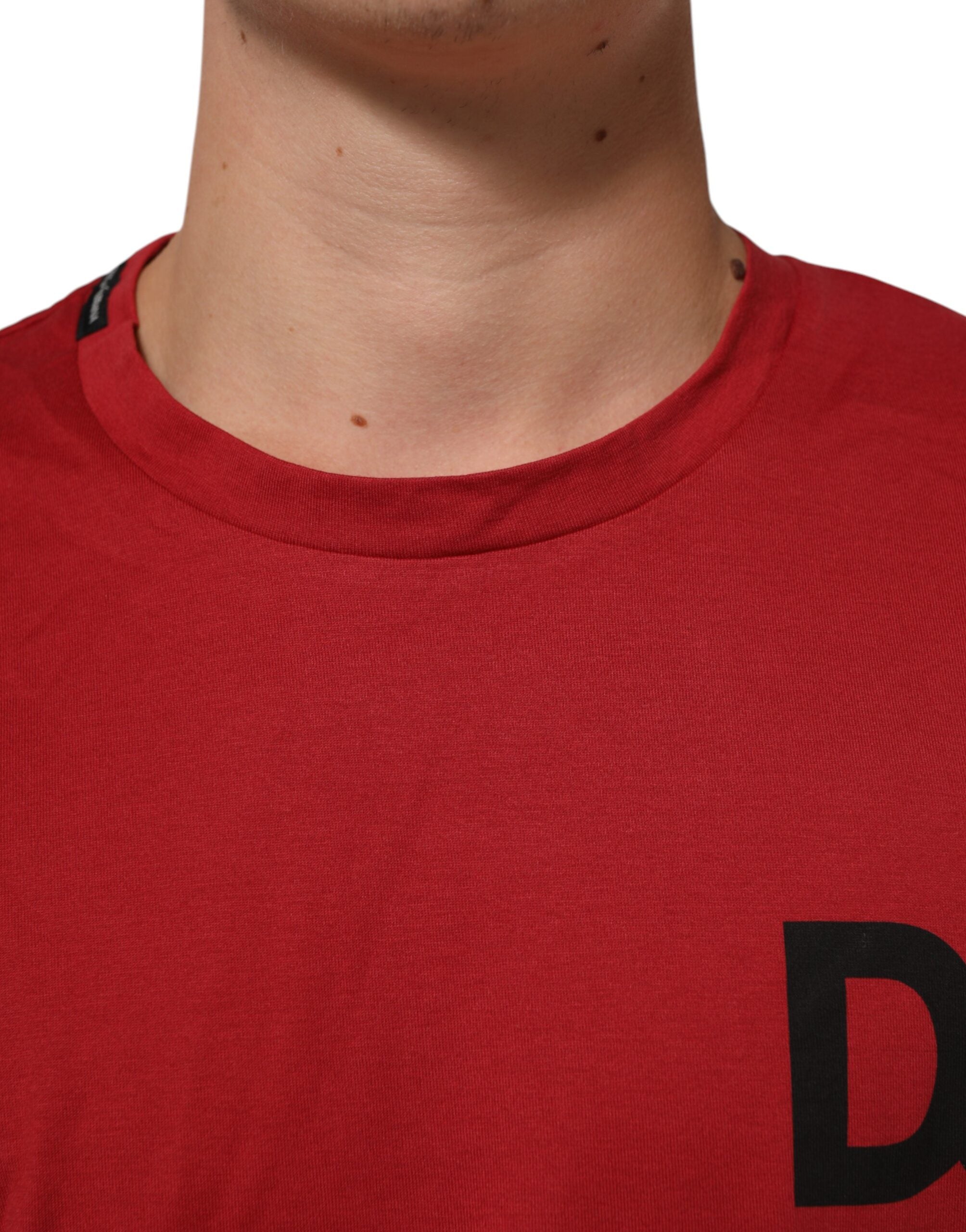 Red Logo Print Cotton Short Sleeve T-shirt
