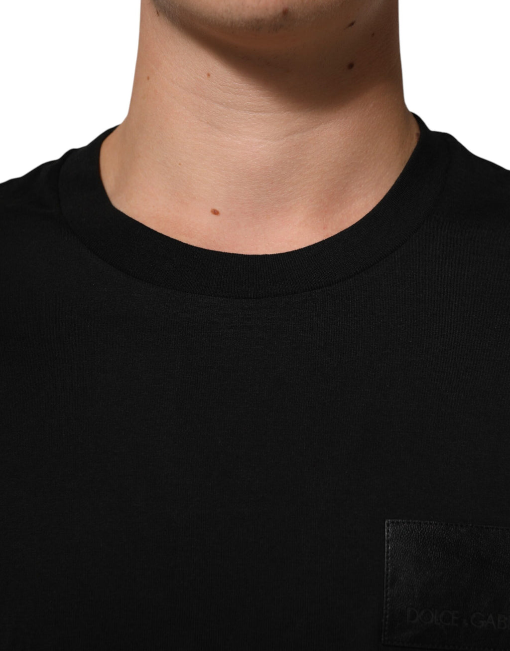 Black Logo Plaque Cotton Crew Neck T-shirt