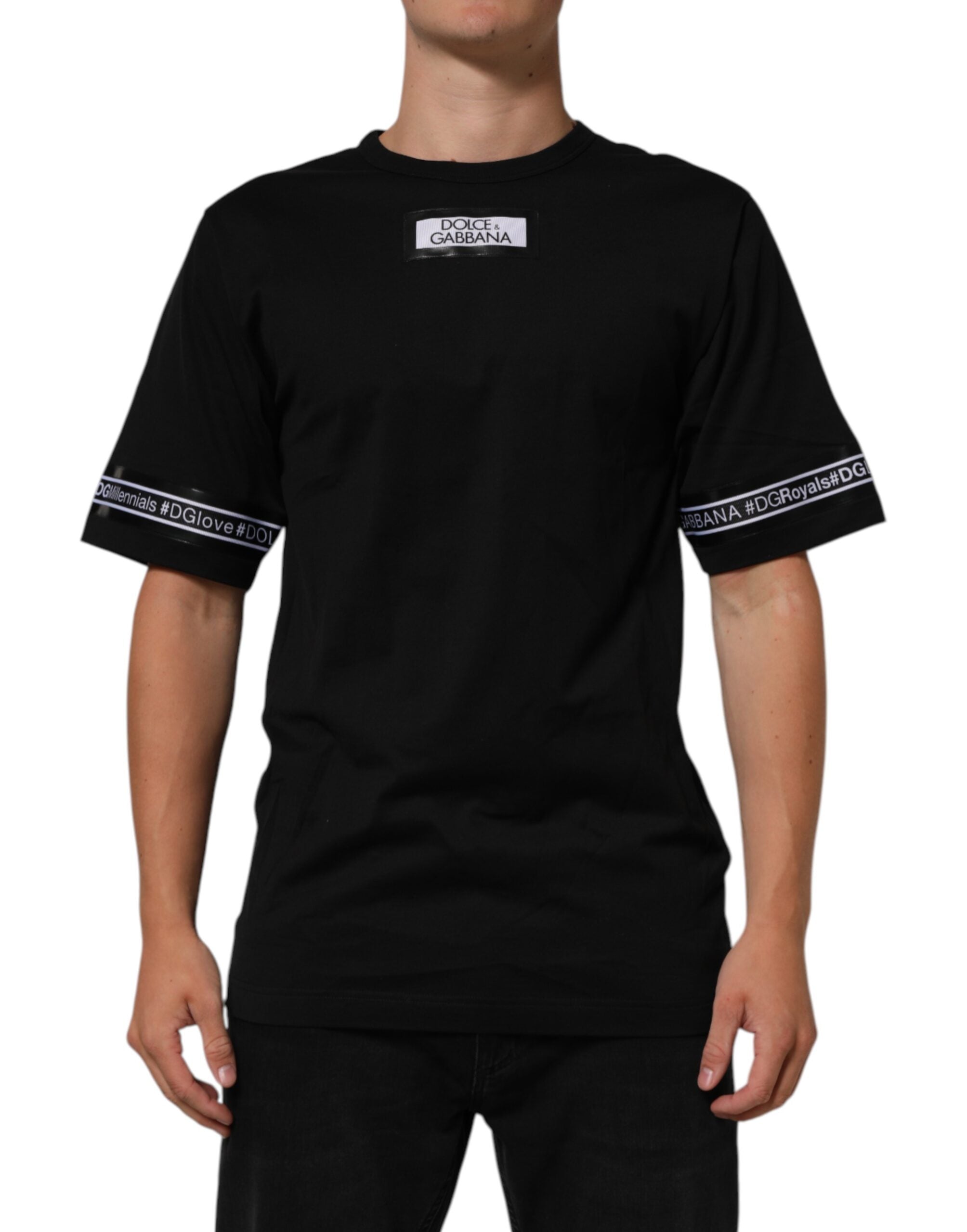 Black DGRoyals Cotton Men Crew Neck IT T-shirt