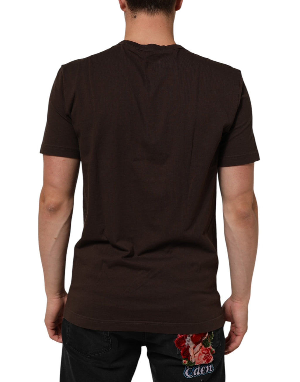 Brown Coin Laurel Print Men Crew Neck T-shirt