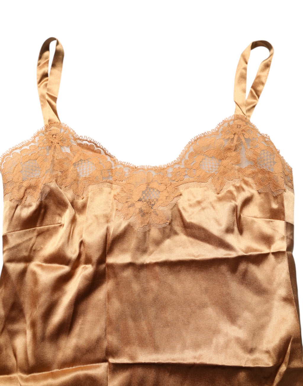 Brown Floral Lace Silk Satin Tank Lingerie Underwear