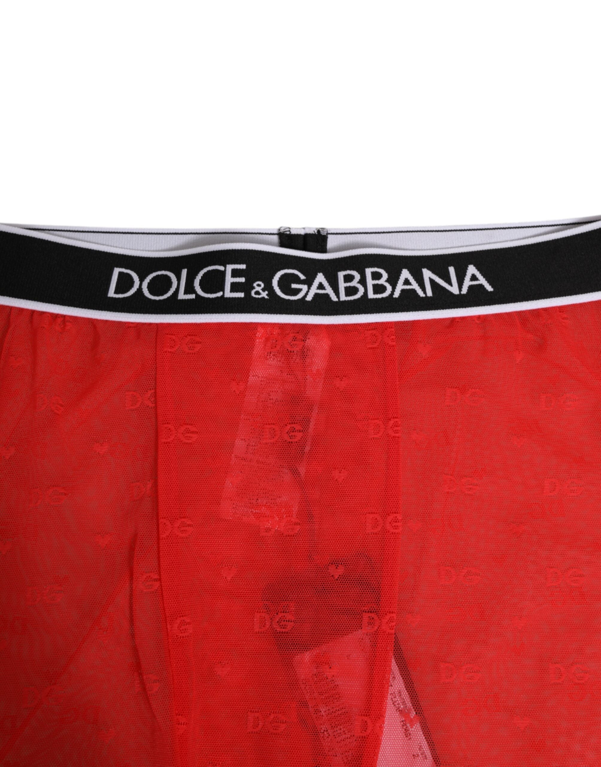 Red Logo Lace Tight Midi Trousers Underwear