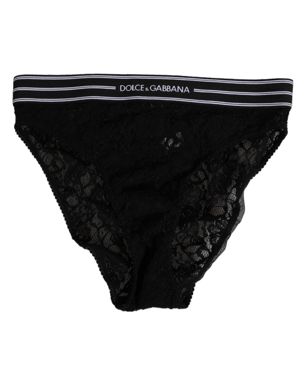 Black Lace Slip Brief Logo Waistband  Underwear