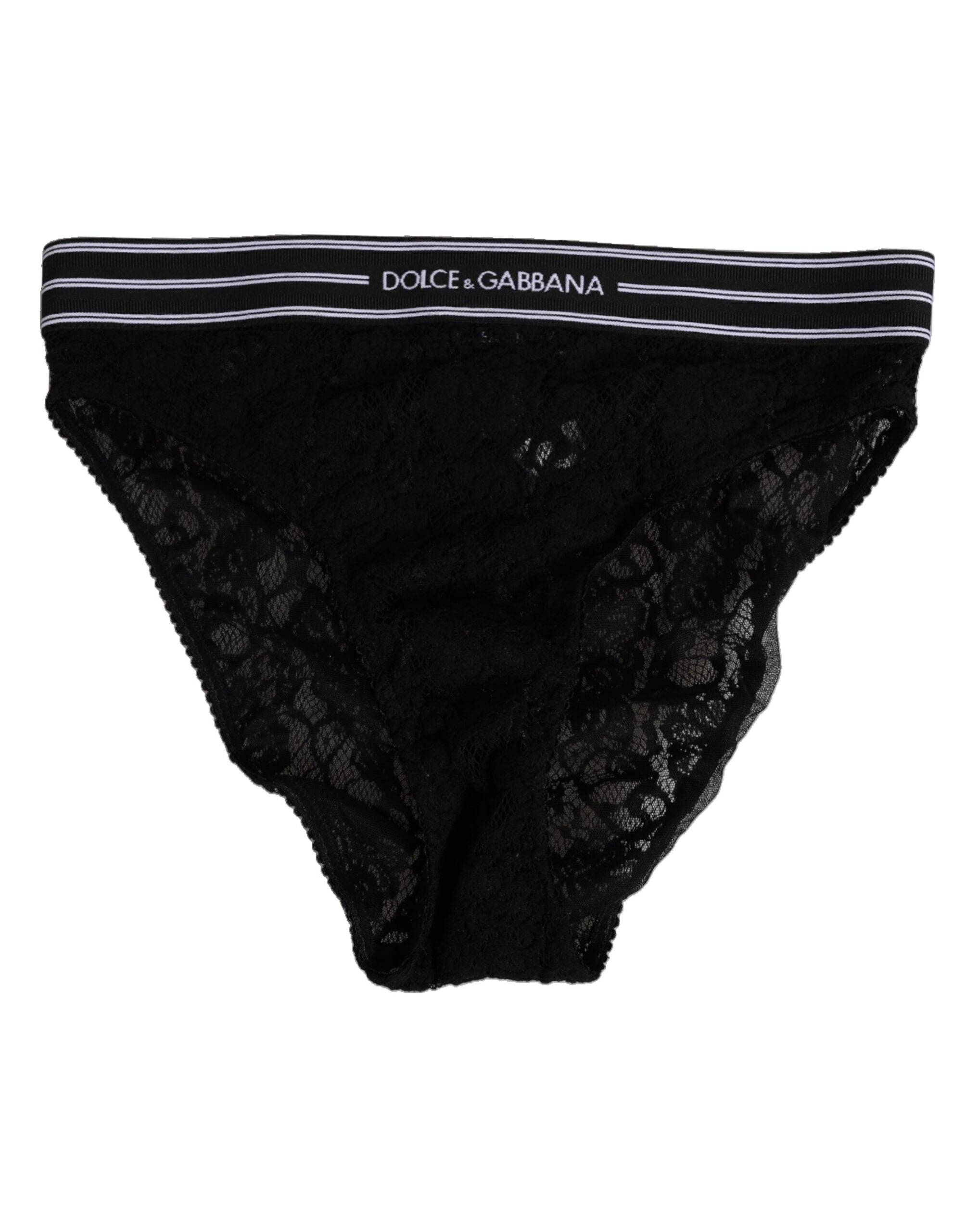Black Lace Slip Brief Logo Waistband  Underwear