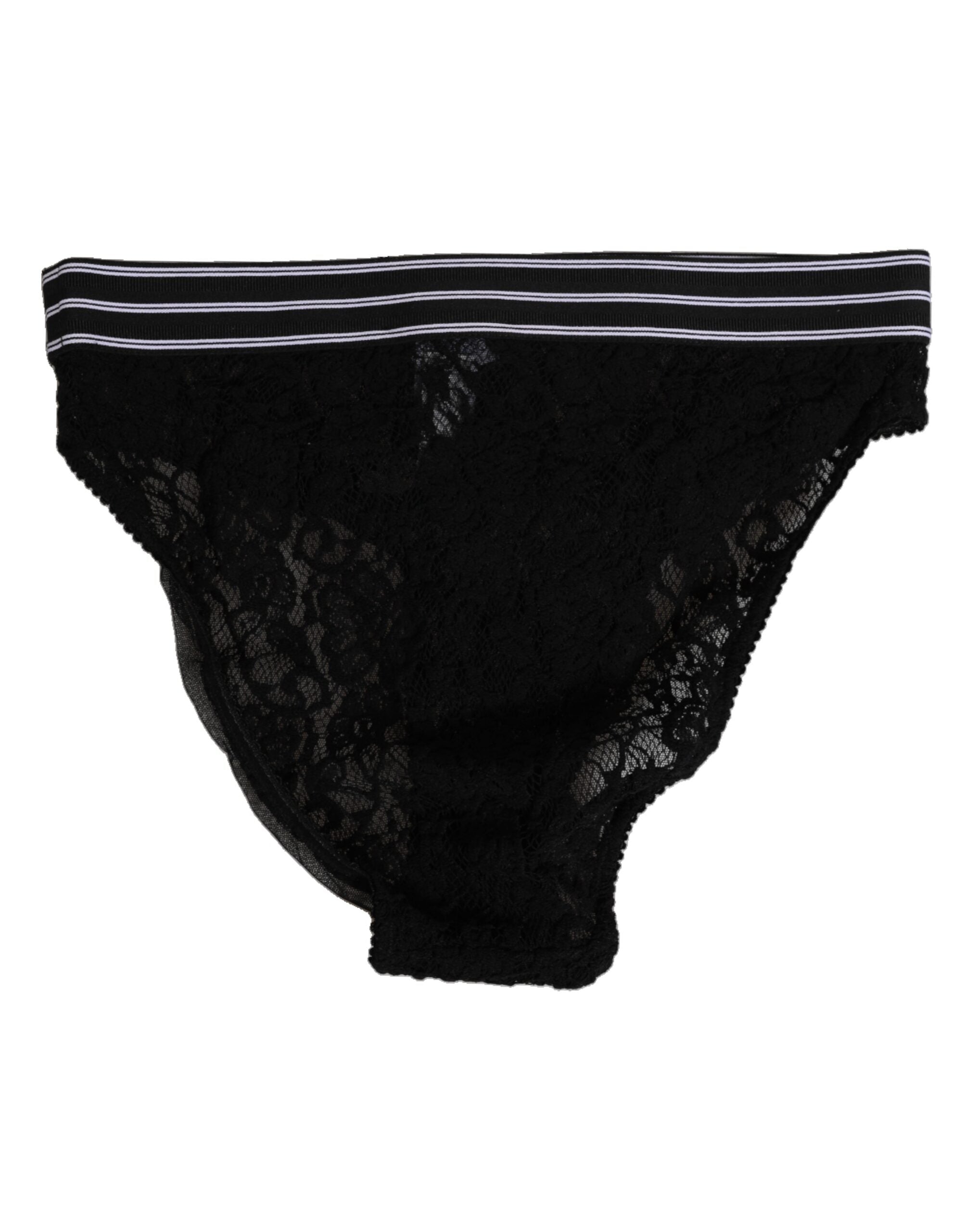Black Lace Slip Brief Logo Waistband  Underwear