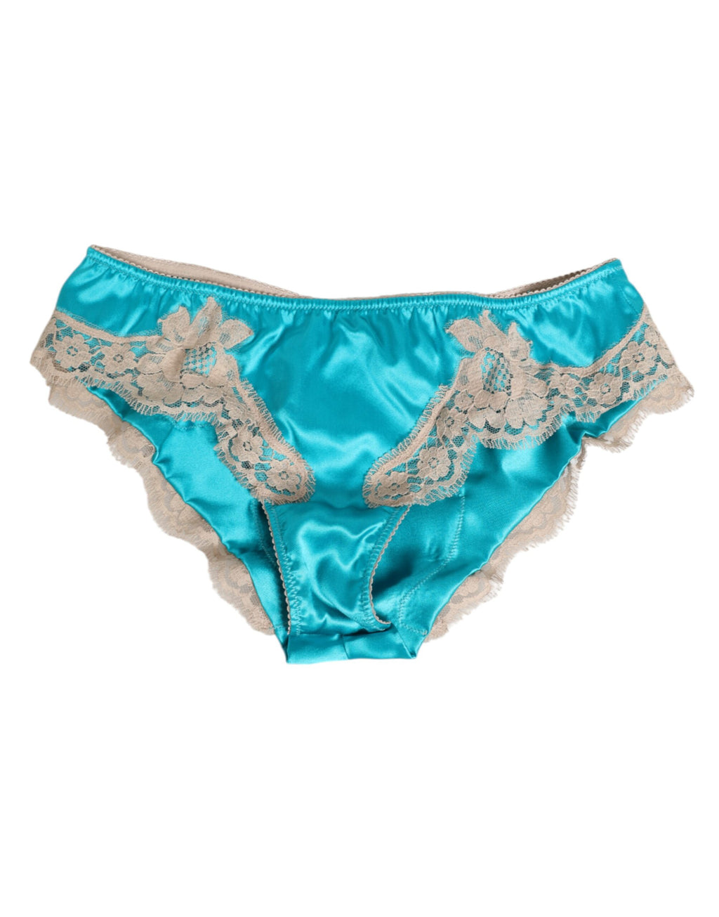 Blue Silk Satin Floral Lace Trim New Slip Underwear