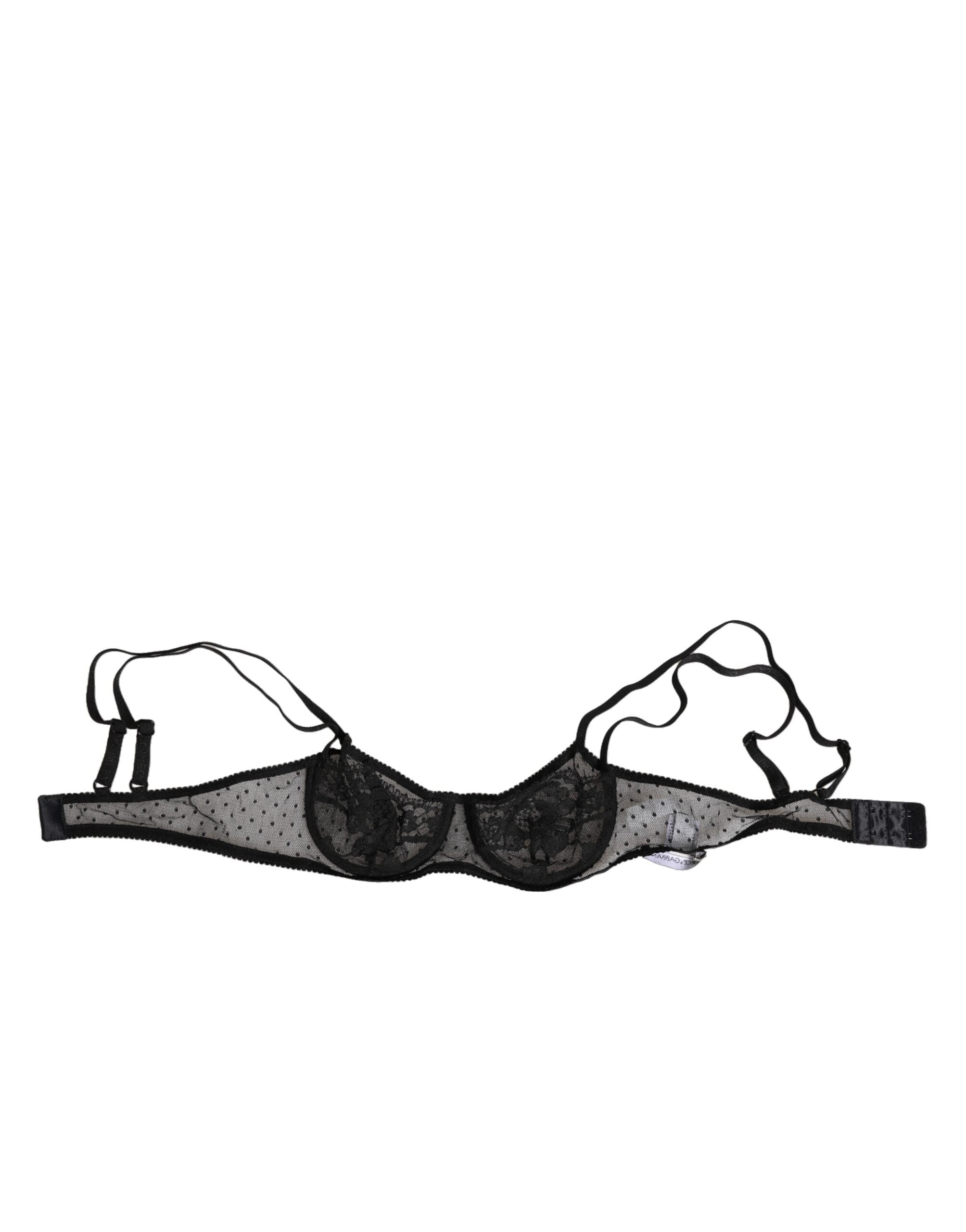 Black Floral Underwired Balconette Bra Underwear