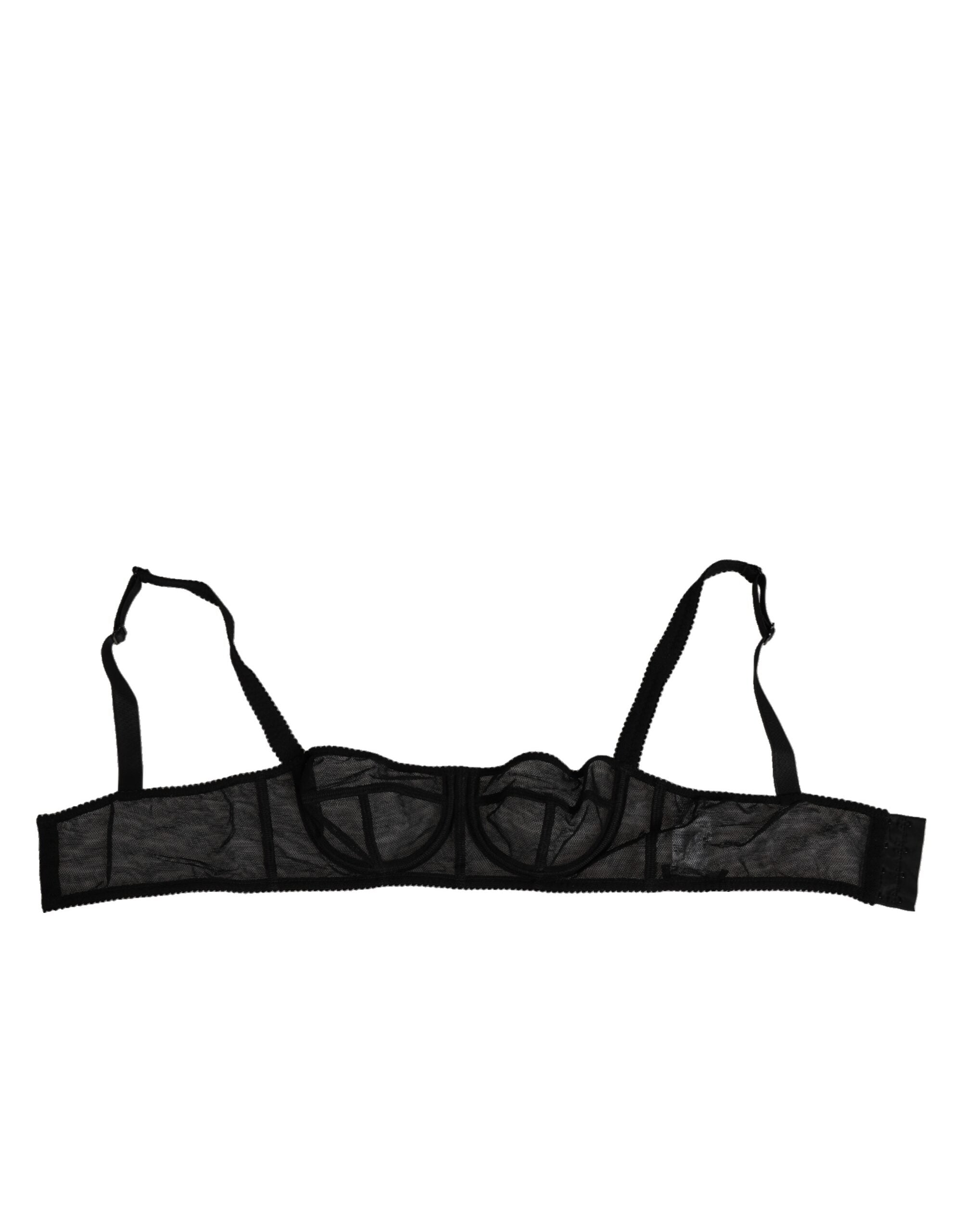 Black Floral Underwired Balconette Bra Underwear