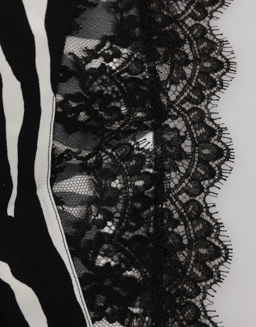 Black Silk Zebra Print Lace High Waist Underwear