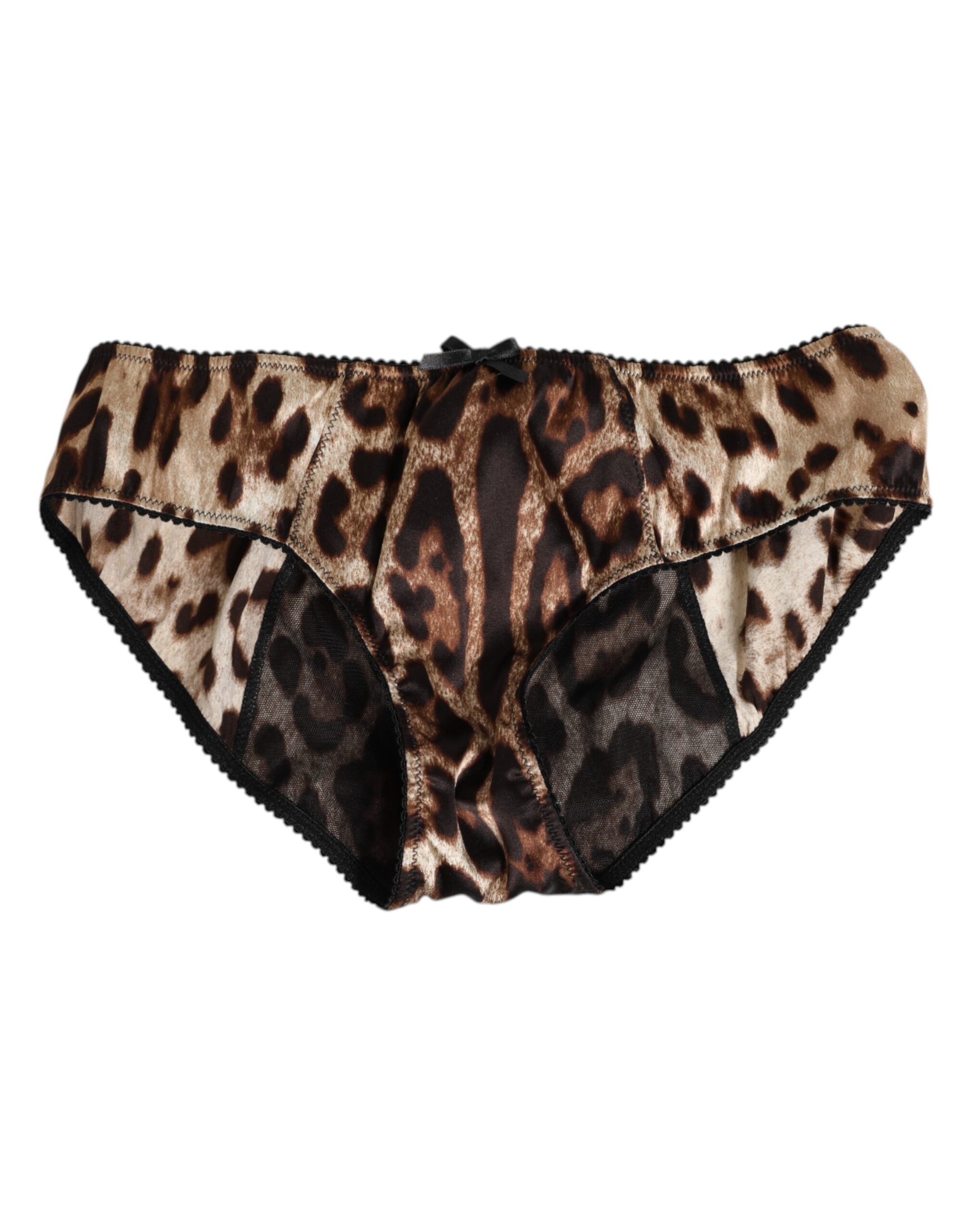 Brown Leopard Silk Mid Waist Panty Underwear