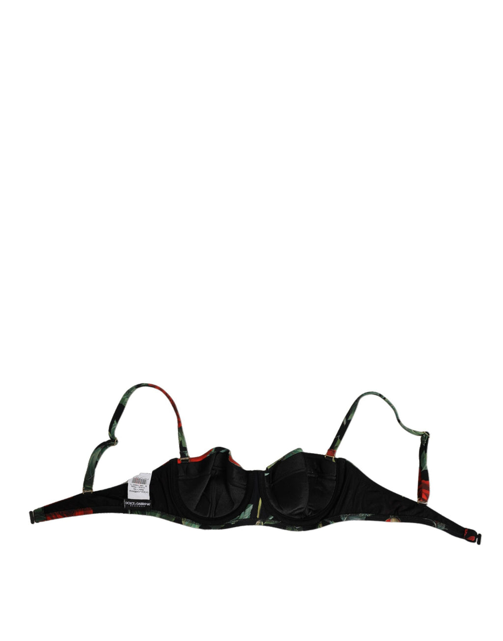 Black Floral Nylon Padded Balconnet Bra Underwear