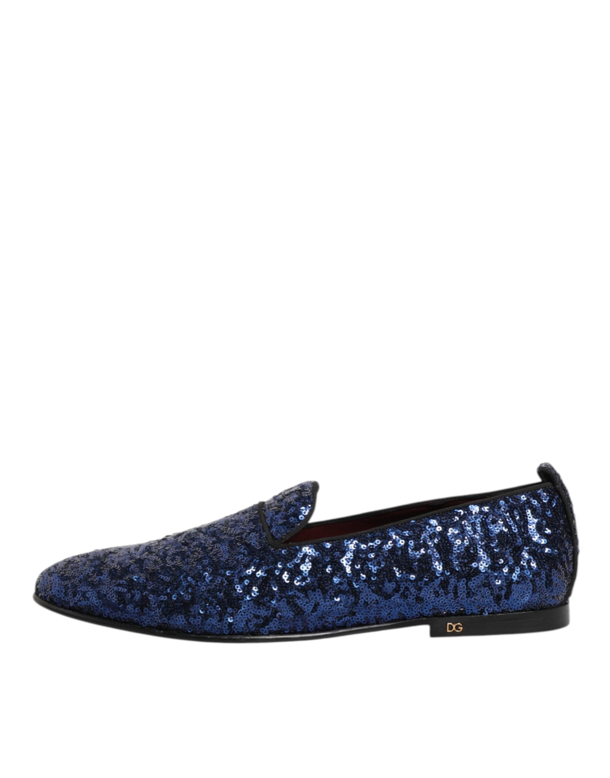 Blue Sequined Loafers Slippers Men Dress Shoes