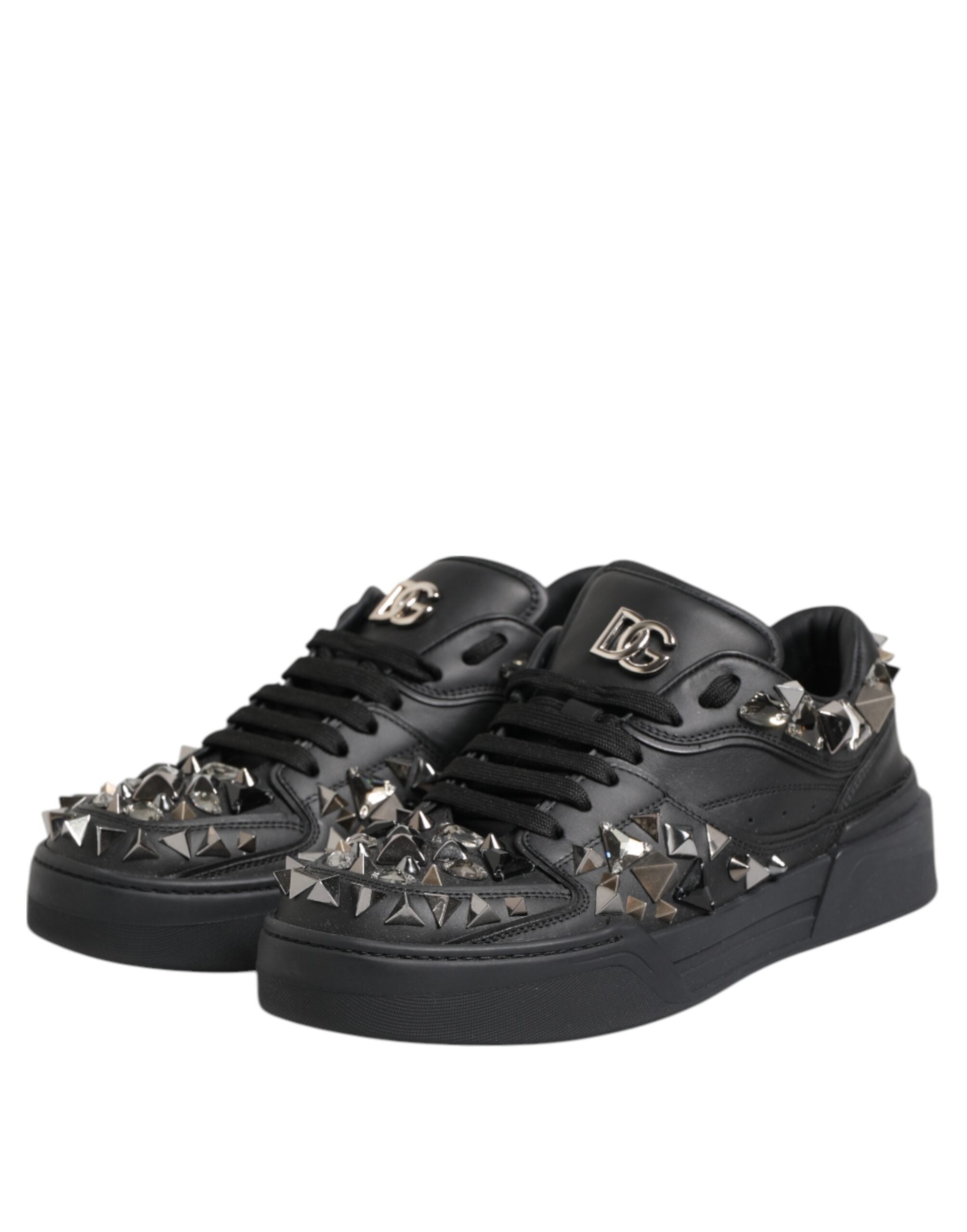 Black Portofino Studded Men Sneakers Shoes