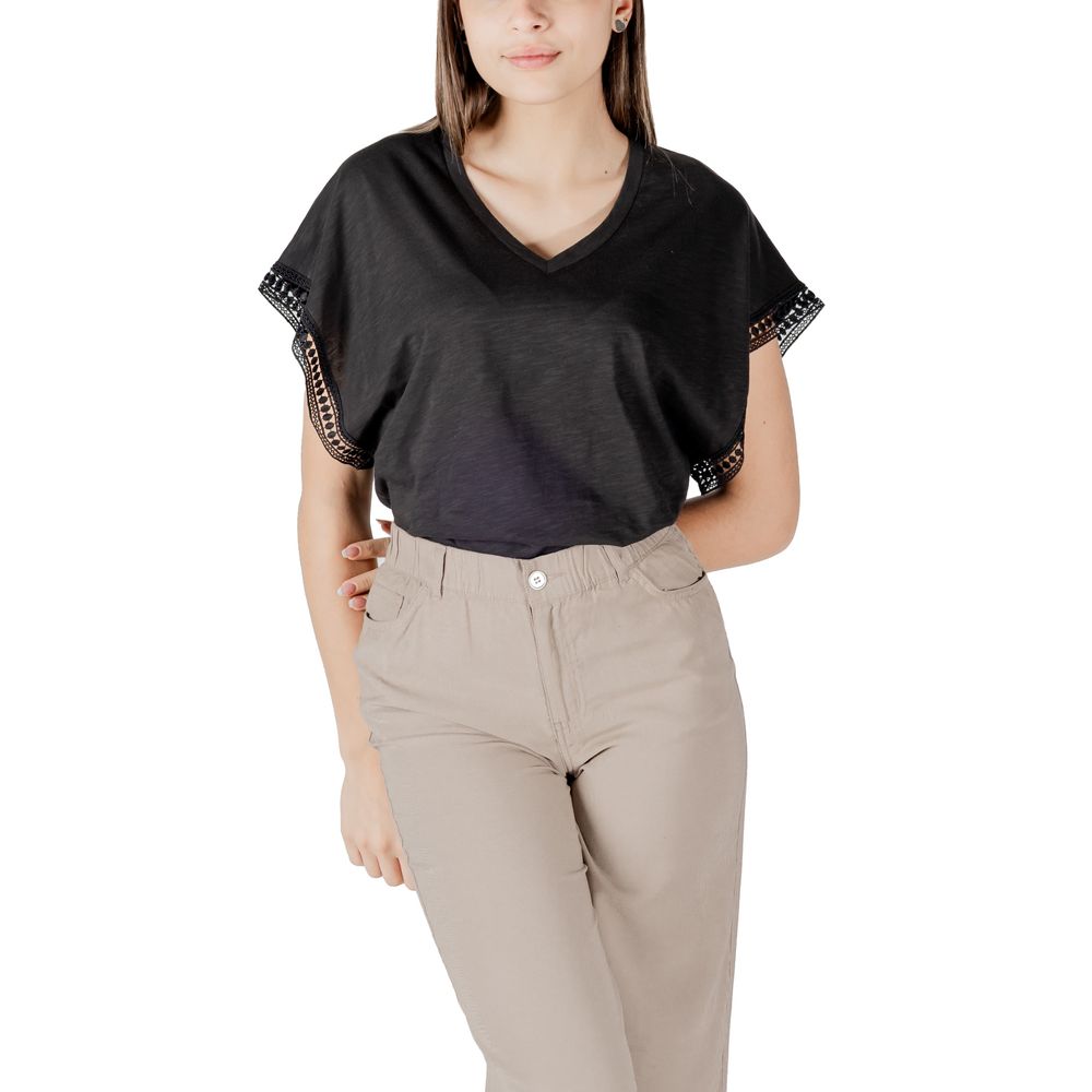 ICHI Black Cotton T-Shirt