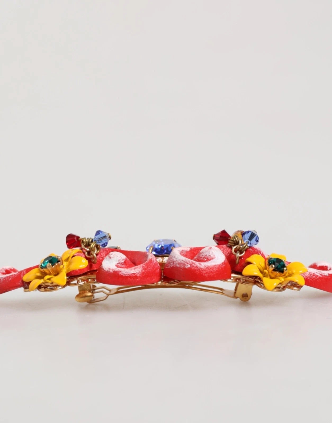 Multicolor Spring CARRETTO Gold Brass Crystal Hair Clip