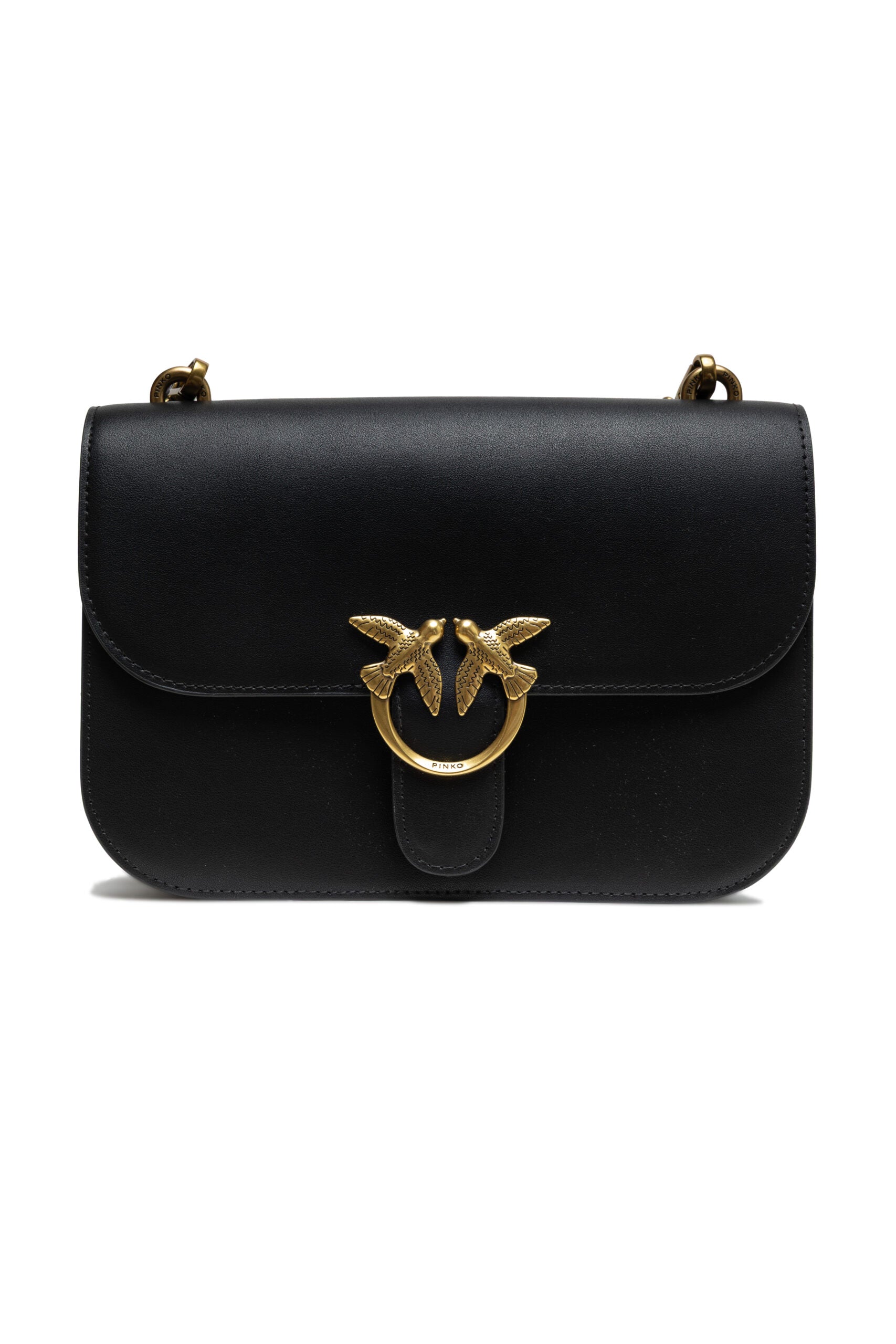 Black Leather Love Bell Classic Shoulder Bag
