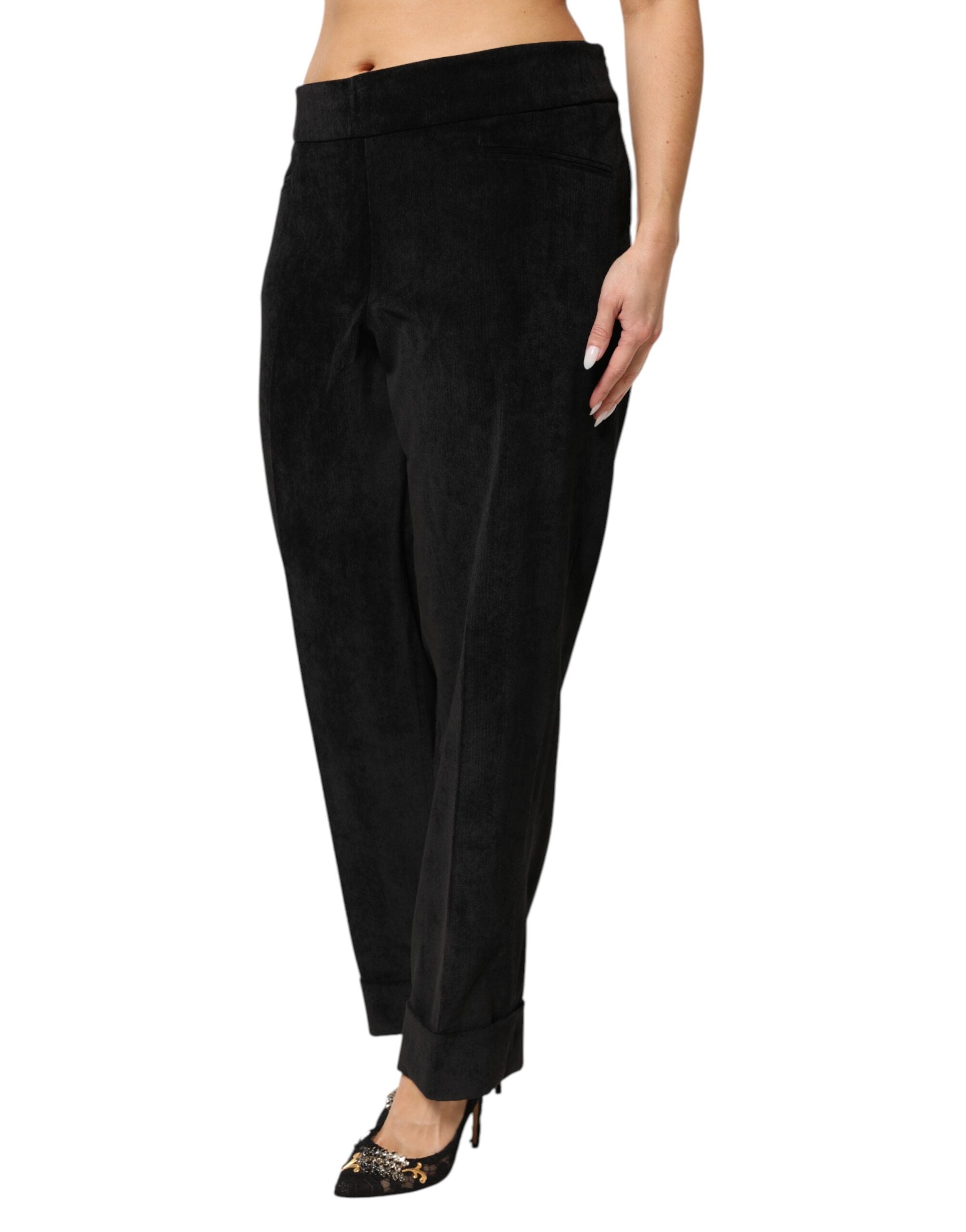Black High Waist Straight Dress Trouser Pants