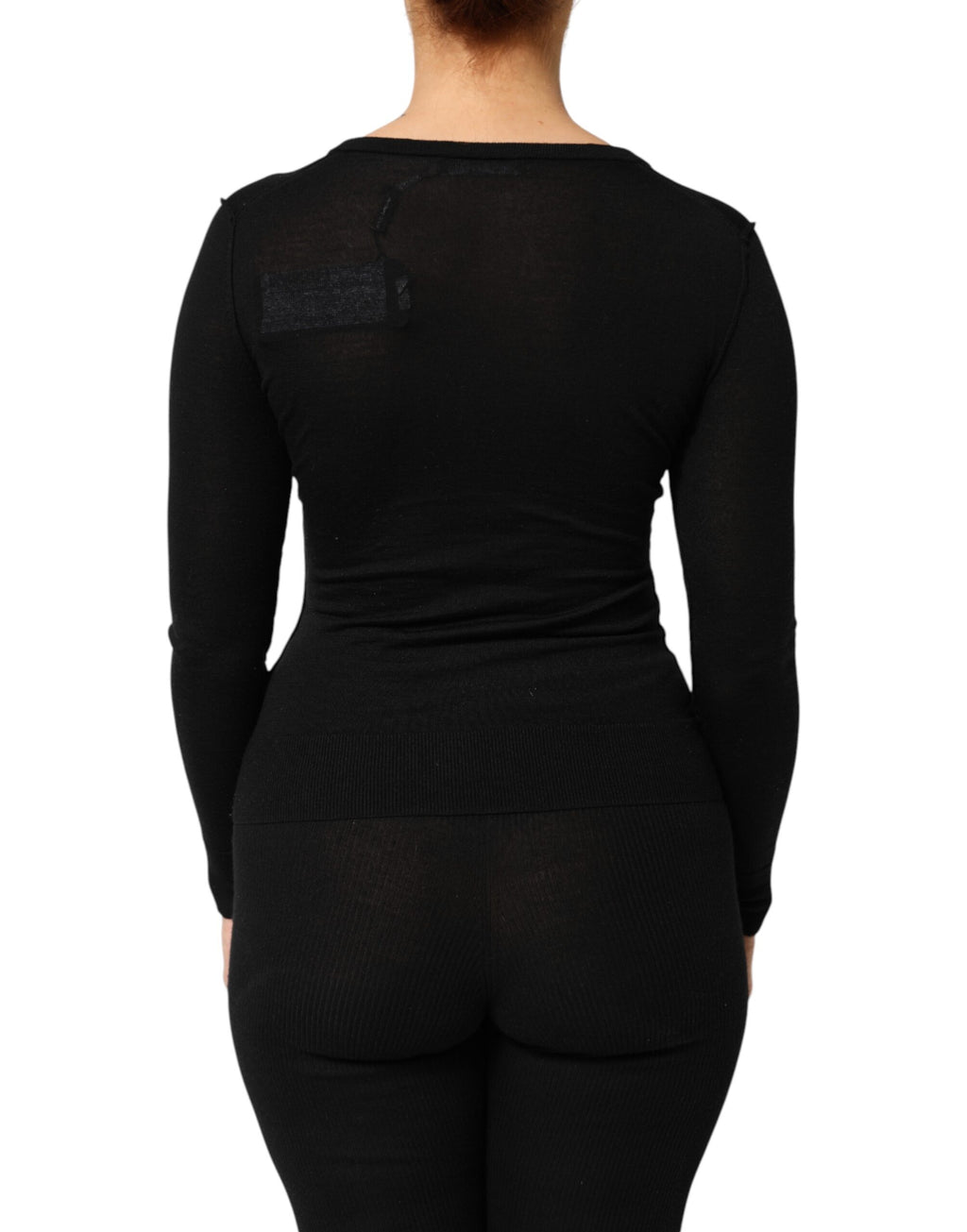 Black Virgin Wool Buttoned Cardigan Sweater