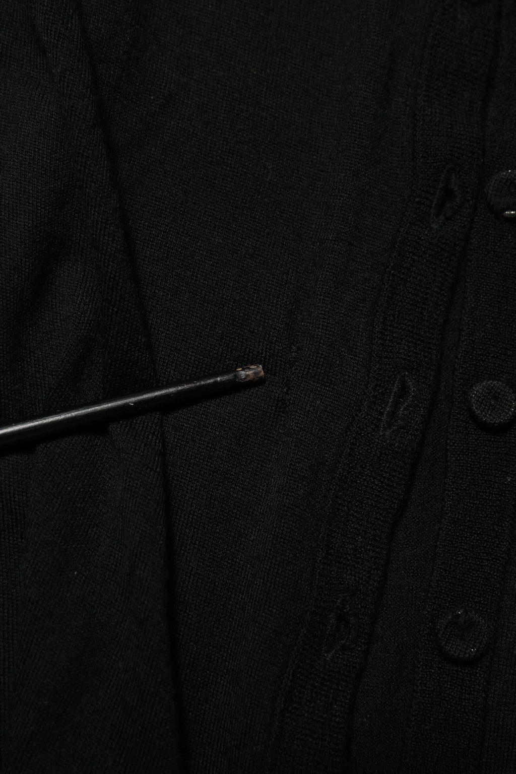 Black Virgin Wool Buttoned Cardigan Sweater