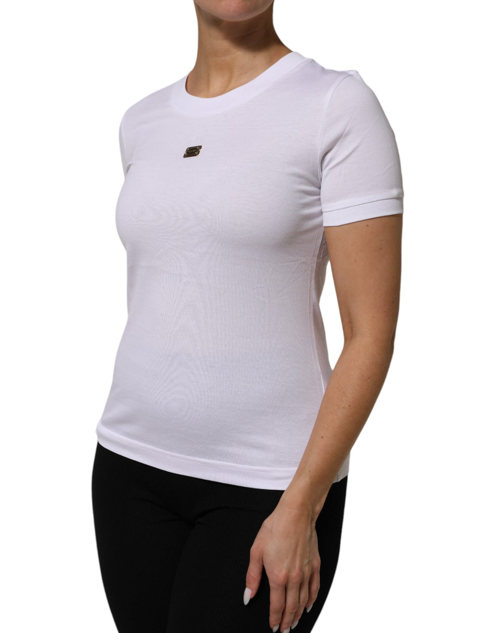 T-Shirt White Cotton Round Neck Short Sleeves I