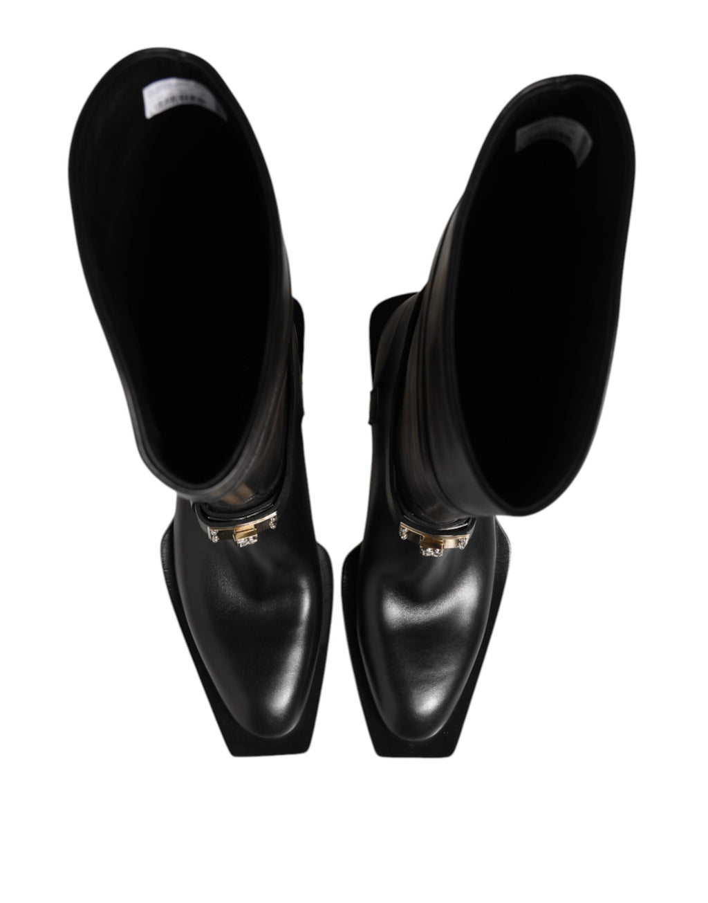 Black Logo Plaque Over The Calf Boot Shoes