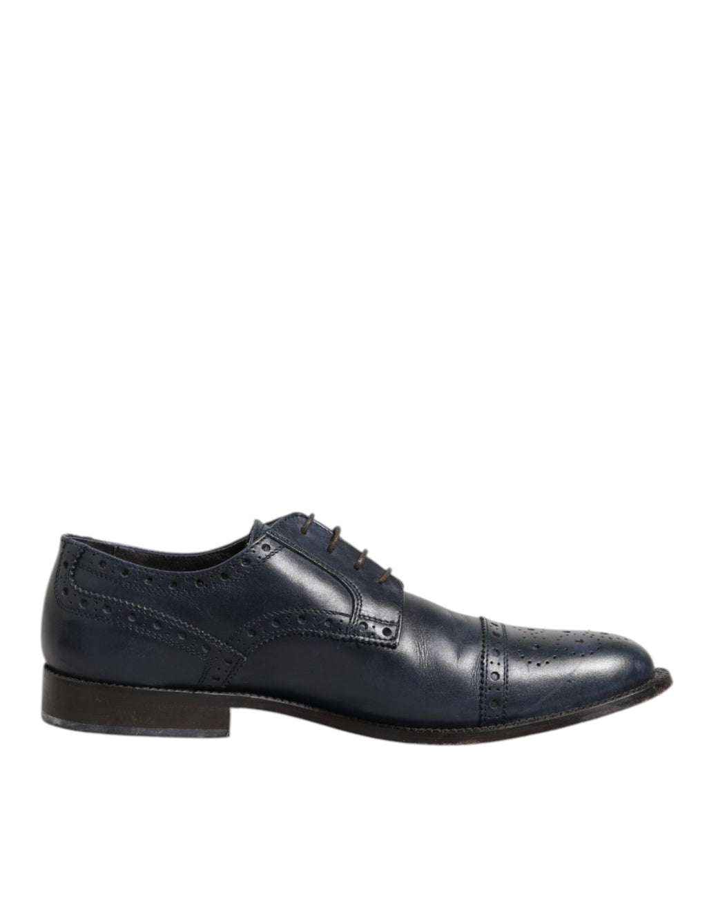 Blue Leather Wingtip Lace-up Formal Derby Shoes