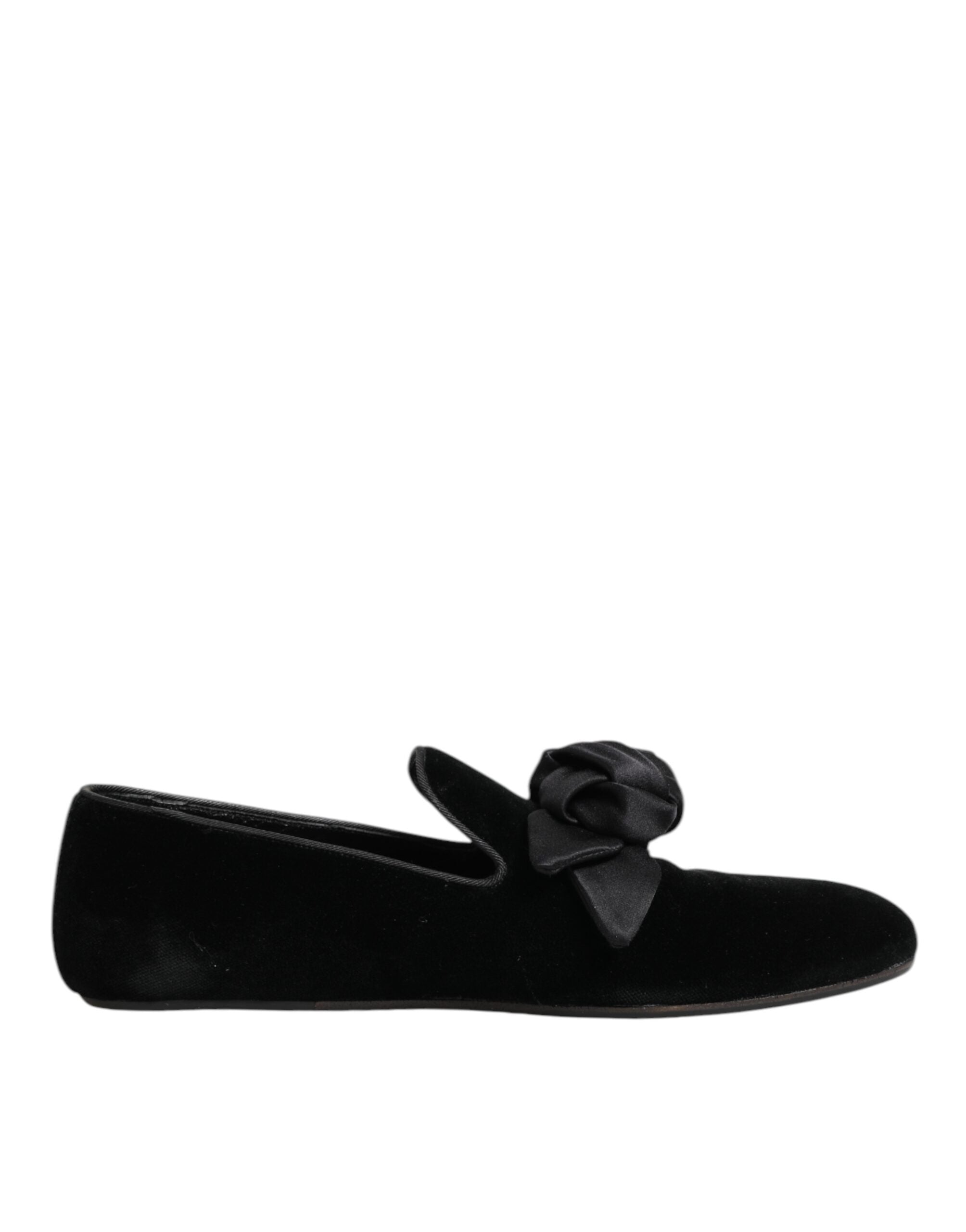 Black Suede Cotton Rose Slip On Loafers Shoes