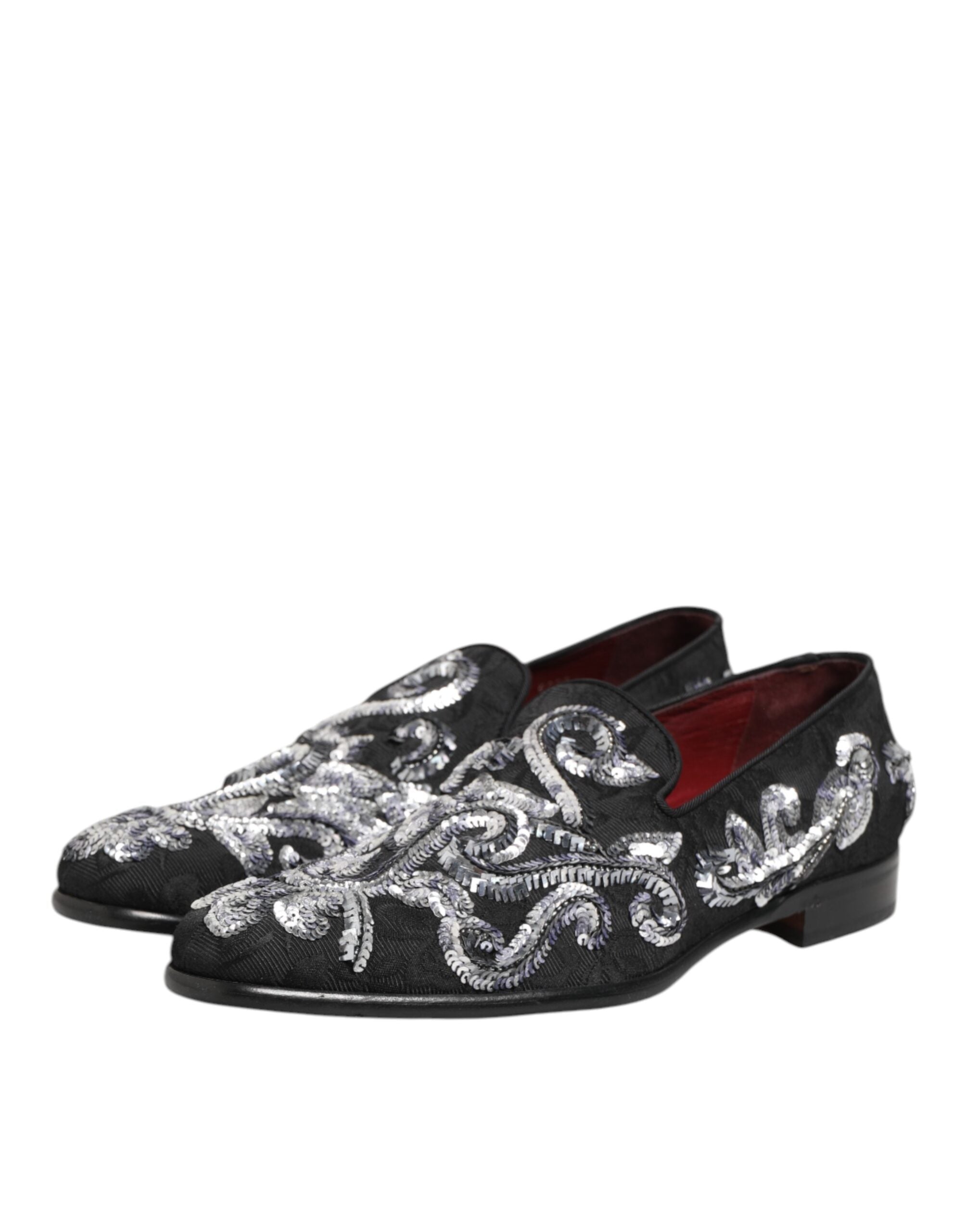 Black Silver Sequined Loafers Men Dress Shoes