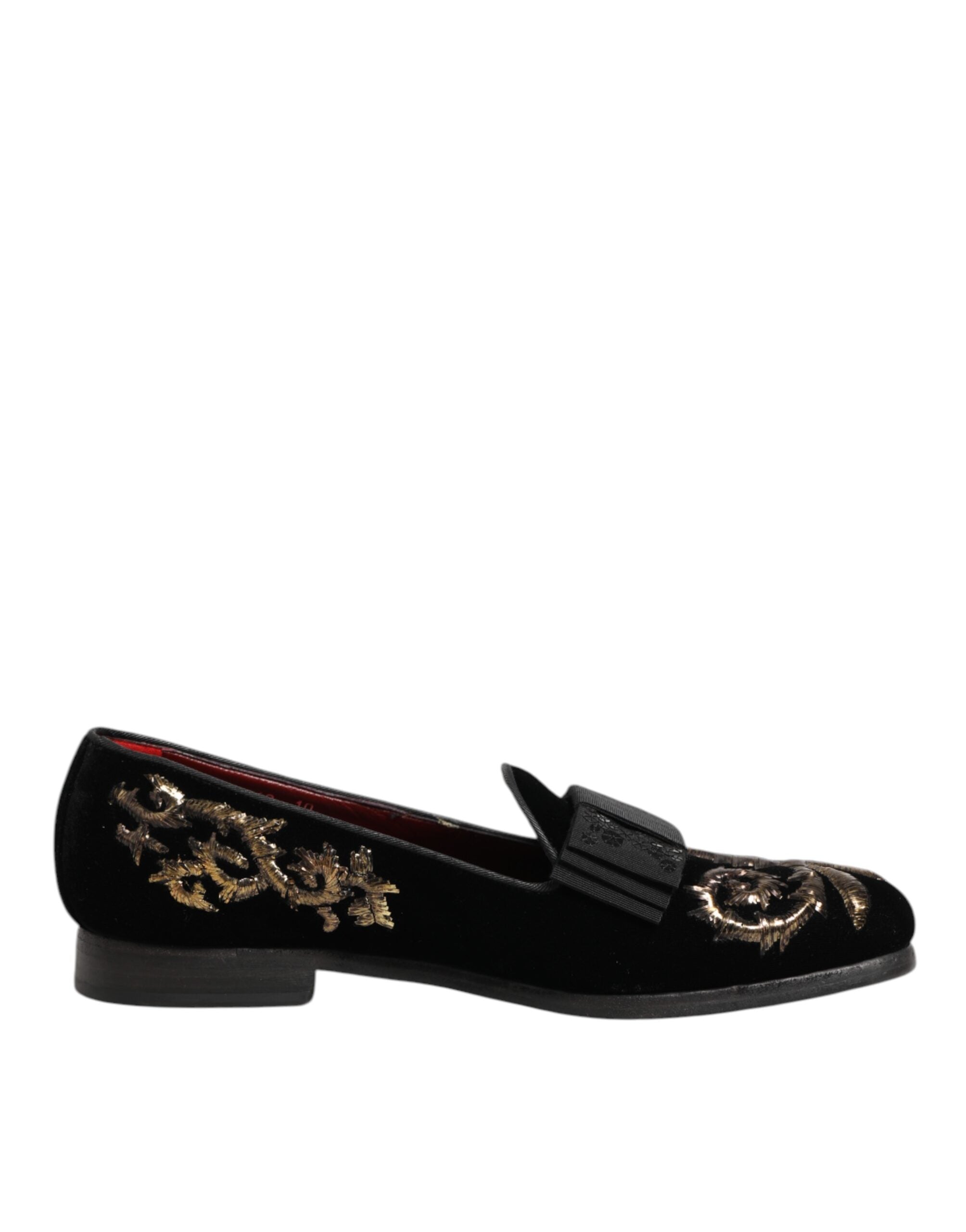 Black Velvet Embroidery Formal Loafers Shoes