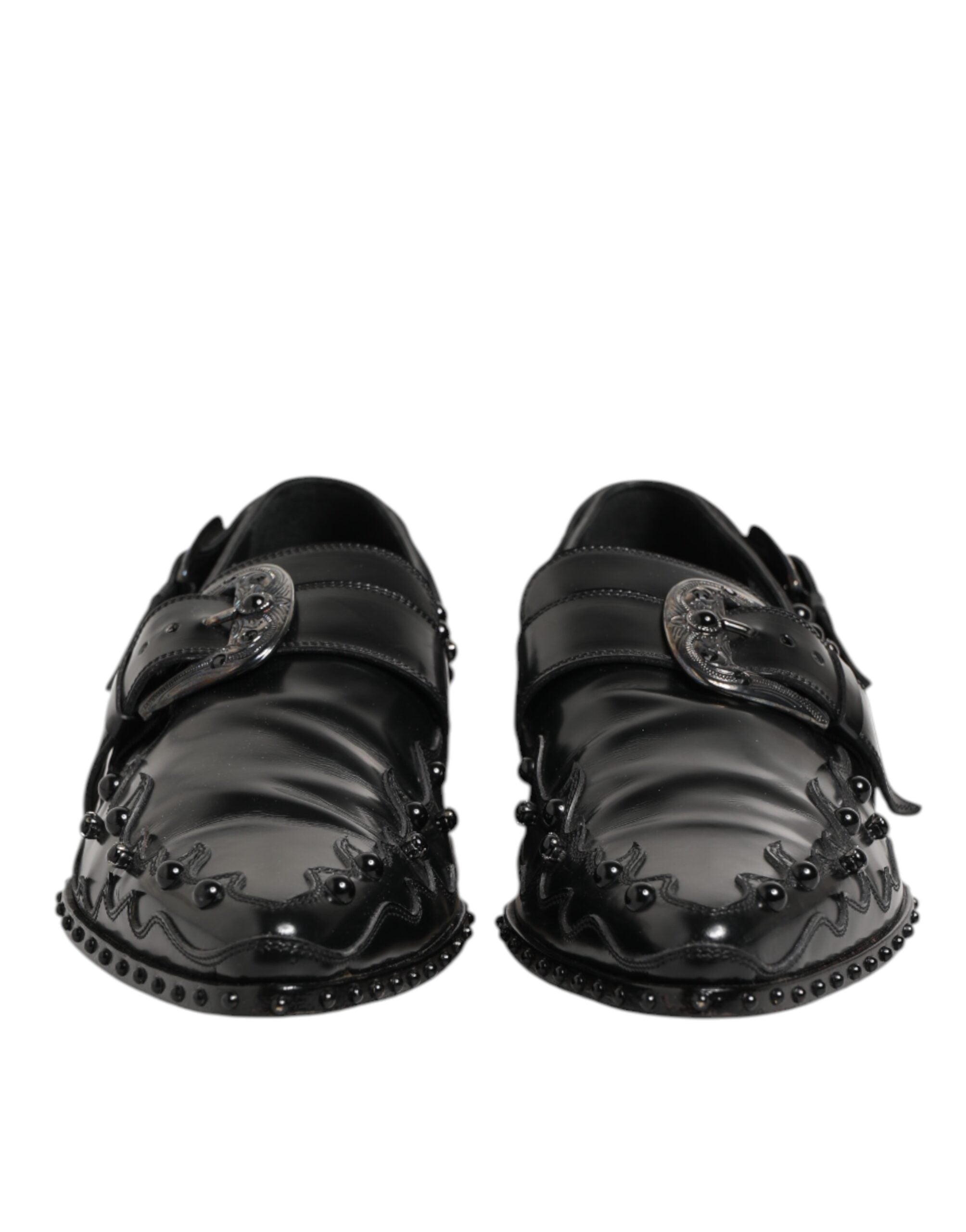 Black Embellished Dress Monk Strap Shoes
