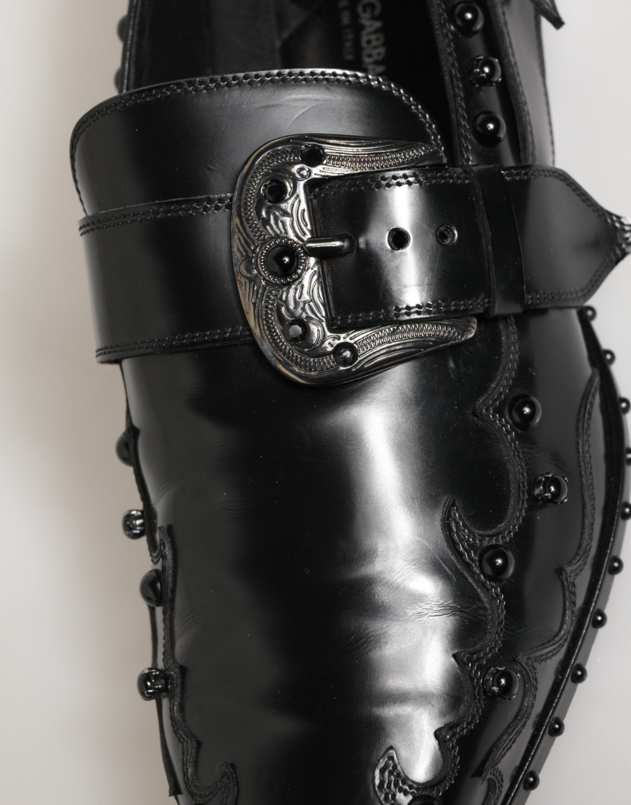 Black Embellished Dress Monk Strap Shoes