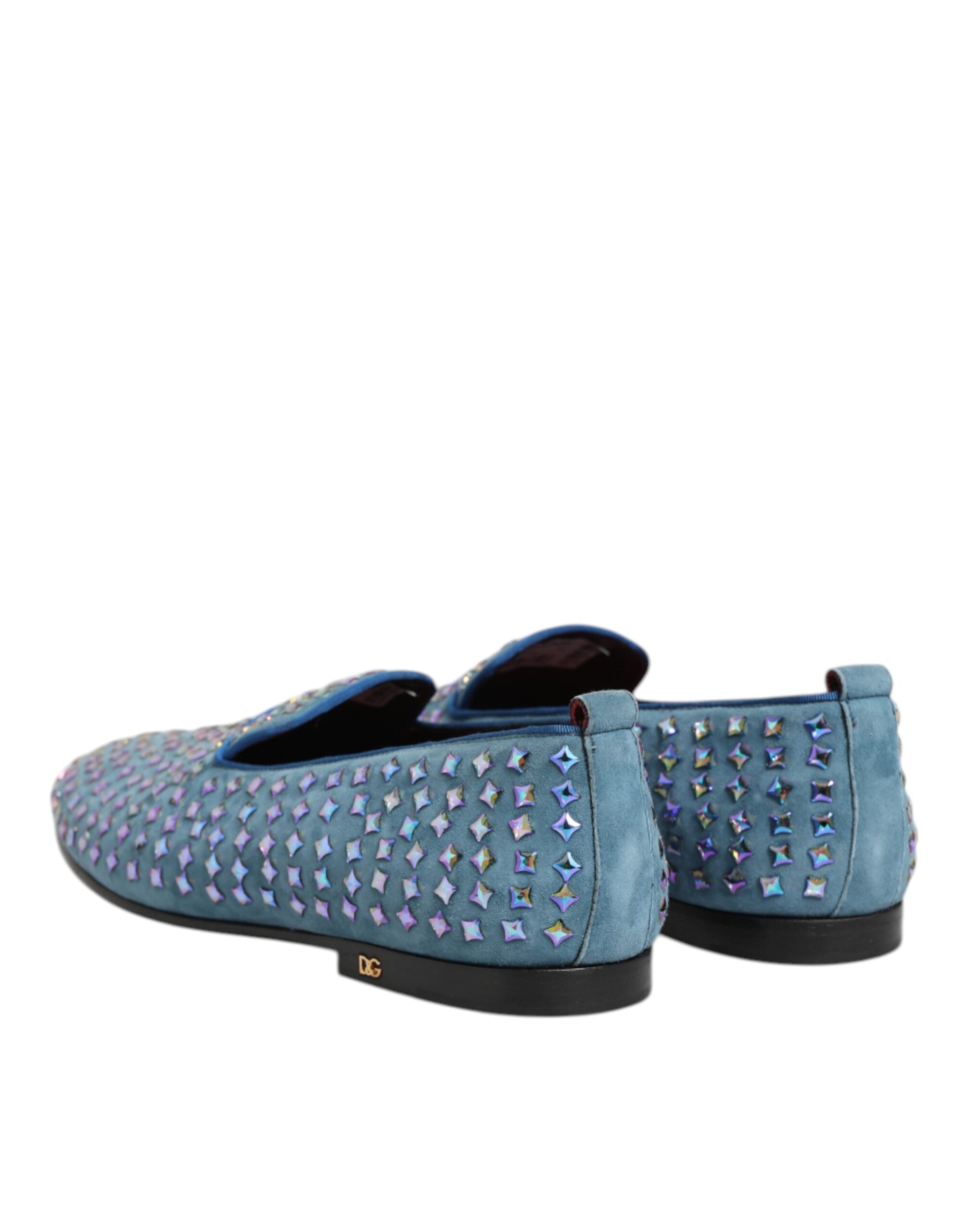 Blue Suede Studded Dress Men Loafers Shoes