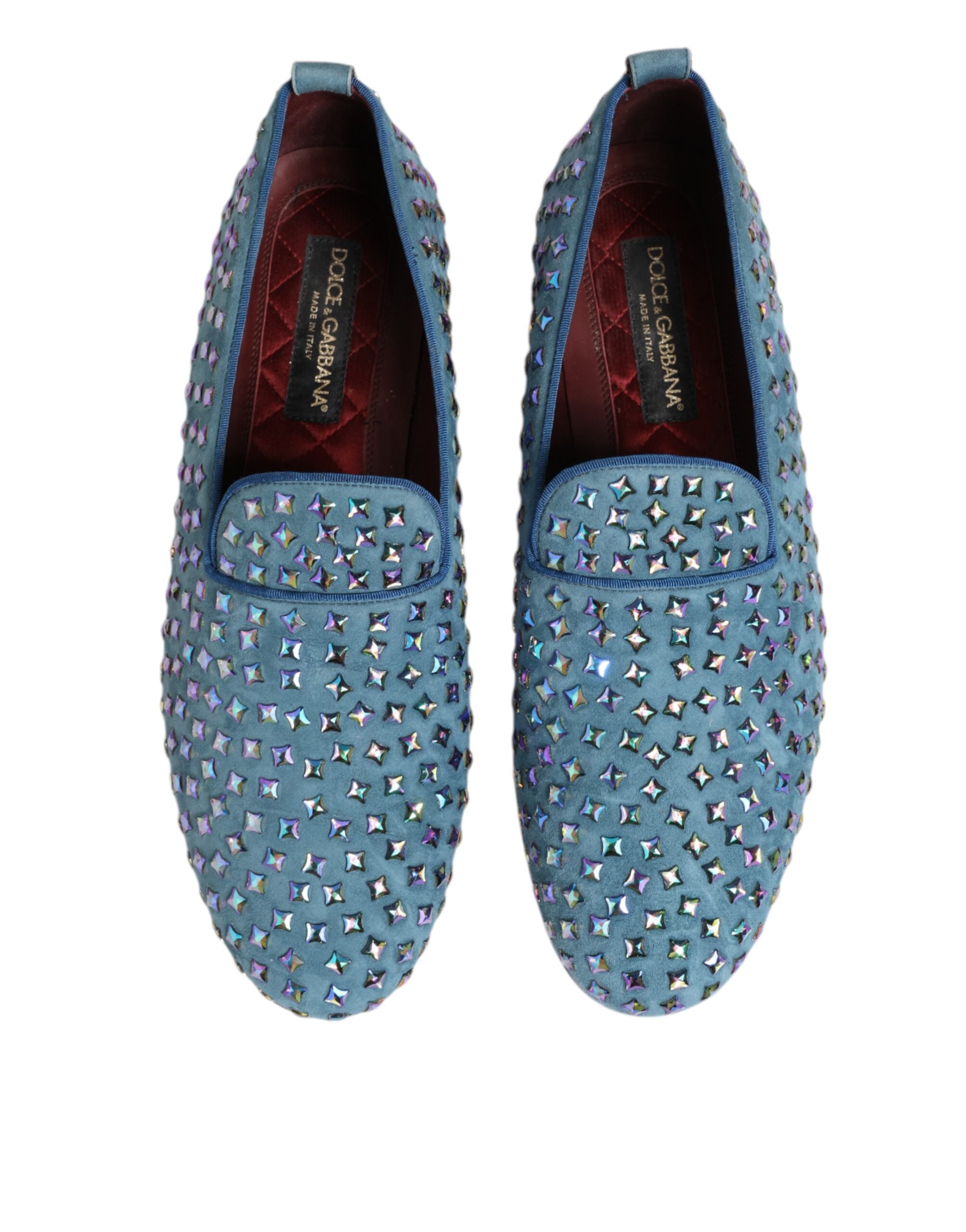 Blue Suede Studded Dress Men Loafers Shoes