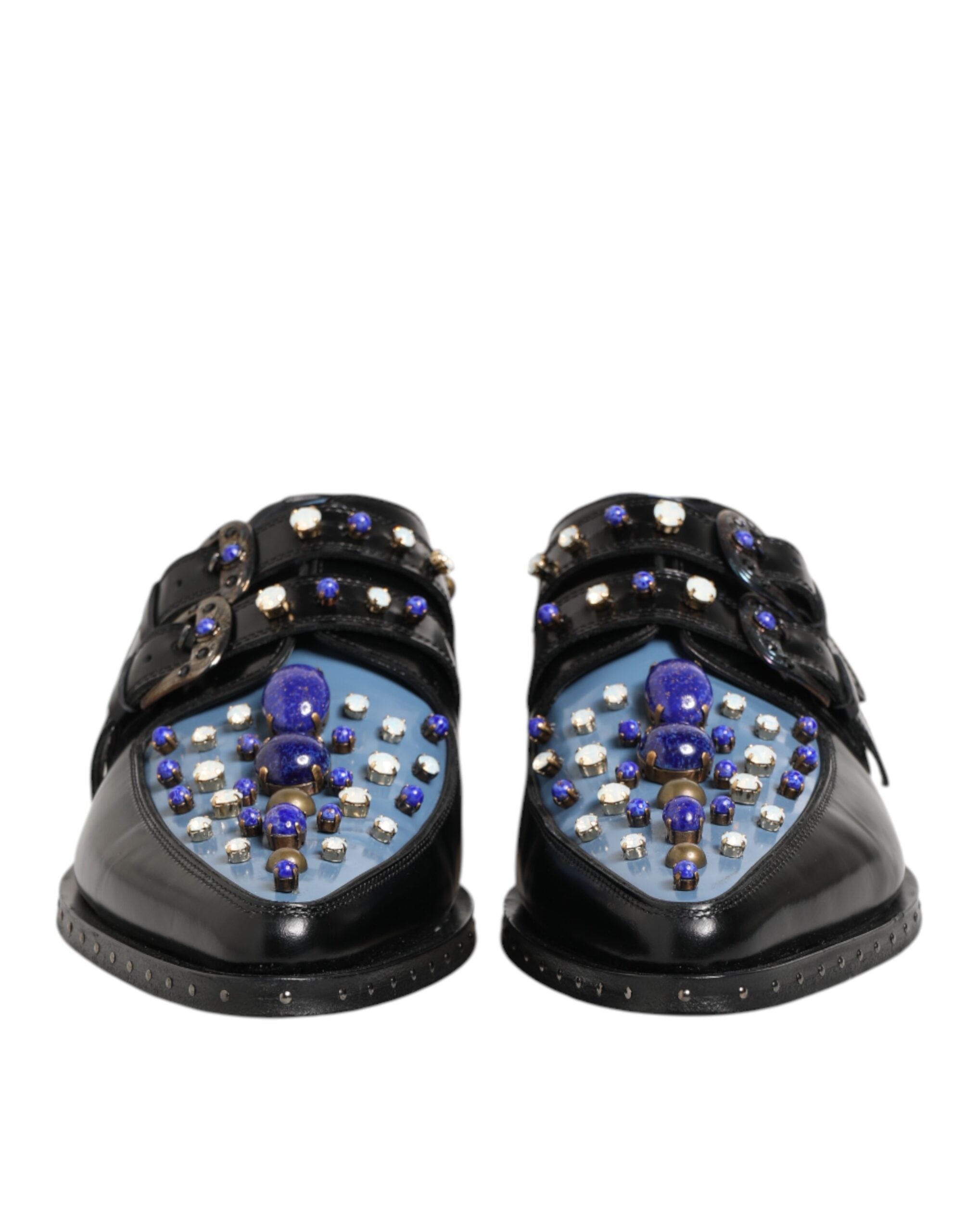 Black Blue Embellished MONKSTRAP Dress Shoes