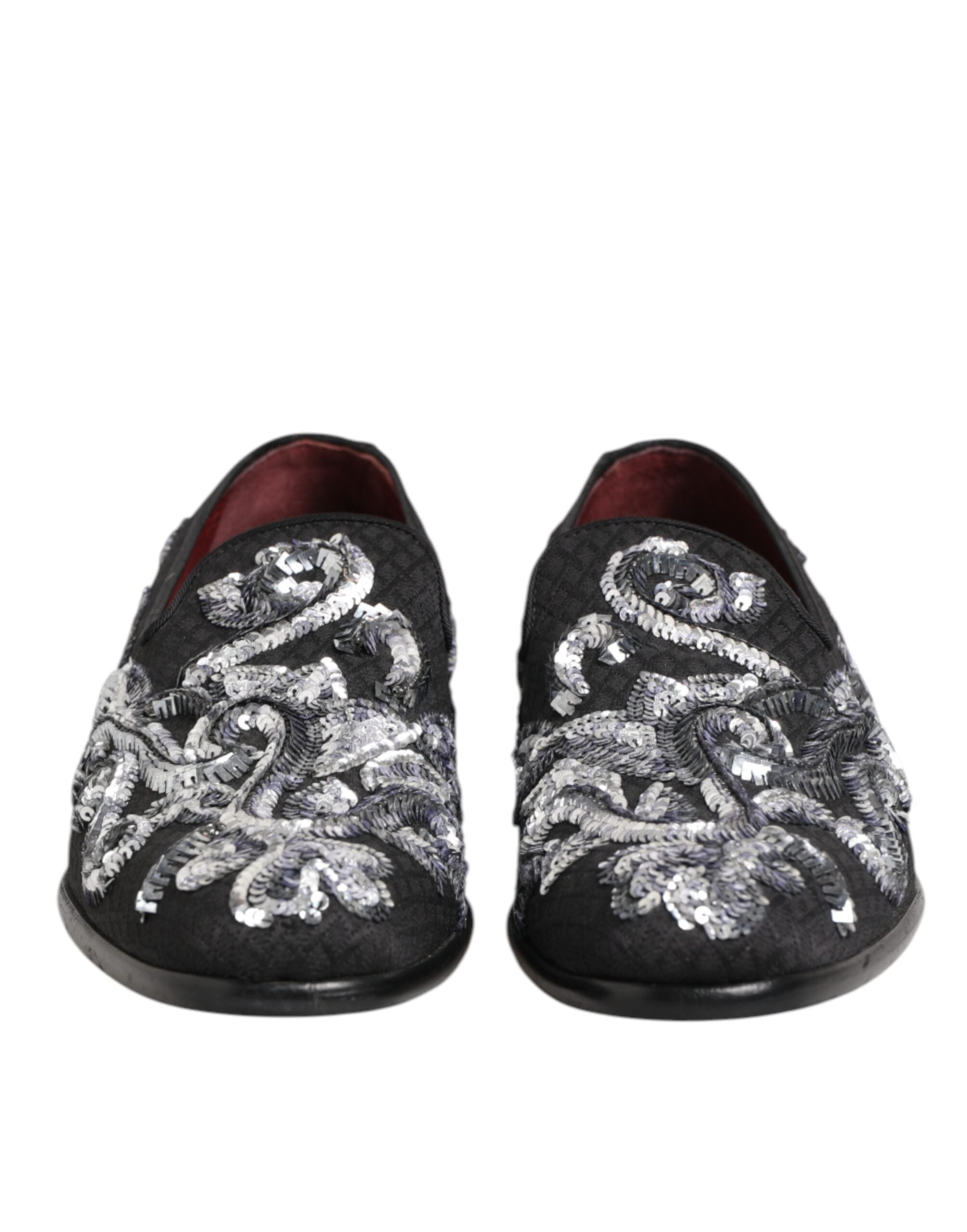 Black Silver Sequined Loafers Men Dress Shoes