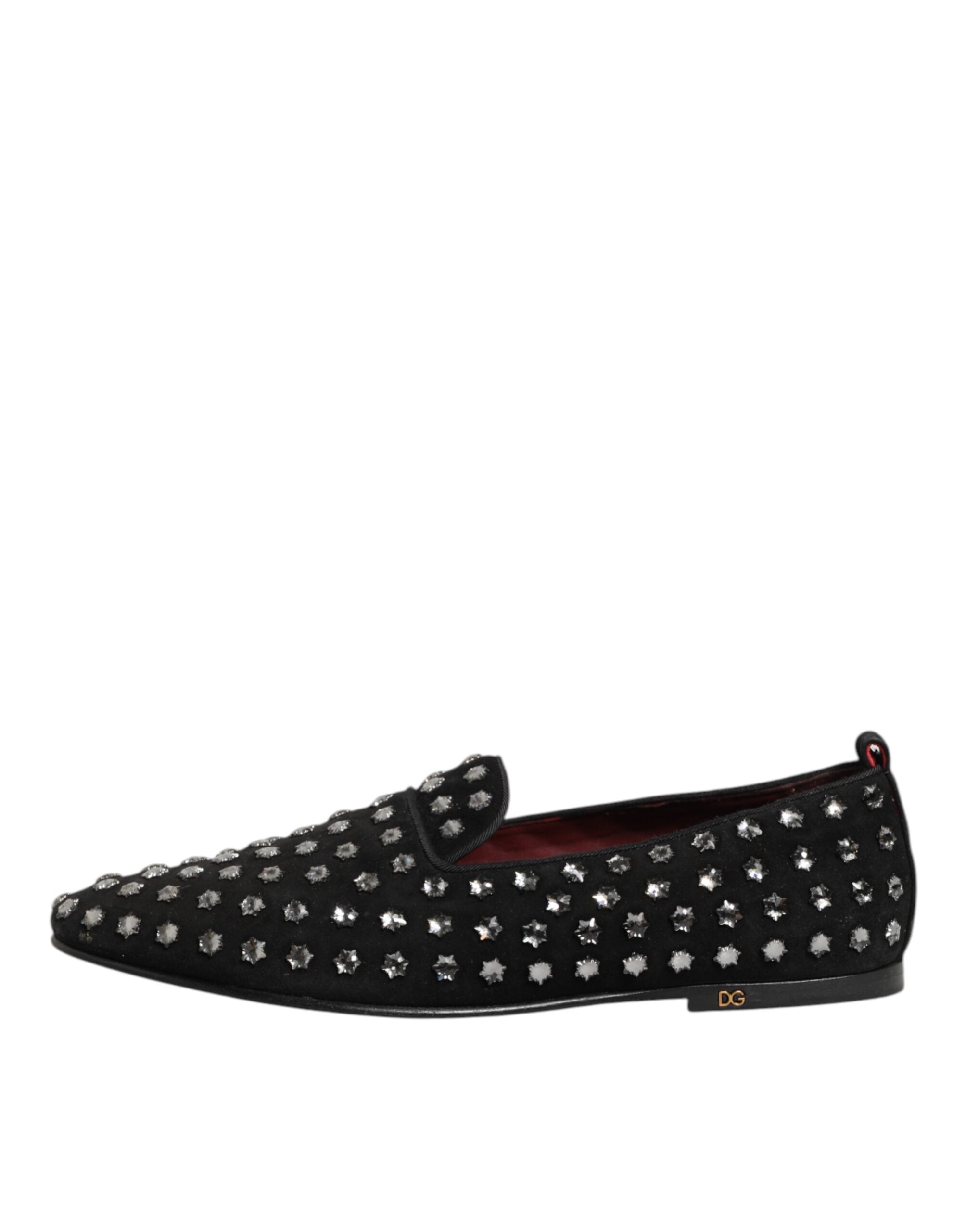 Black Crystal Embellished Loafers Dress Shoes
