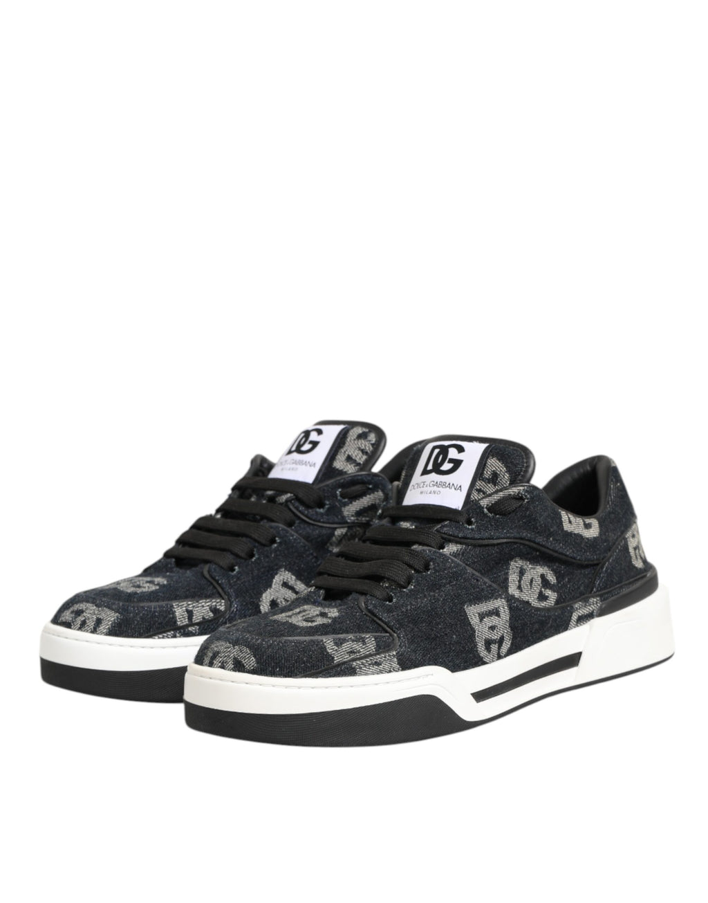 Blue Cotton Denim Logo Low Top Sneakers Shoes
