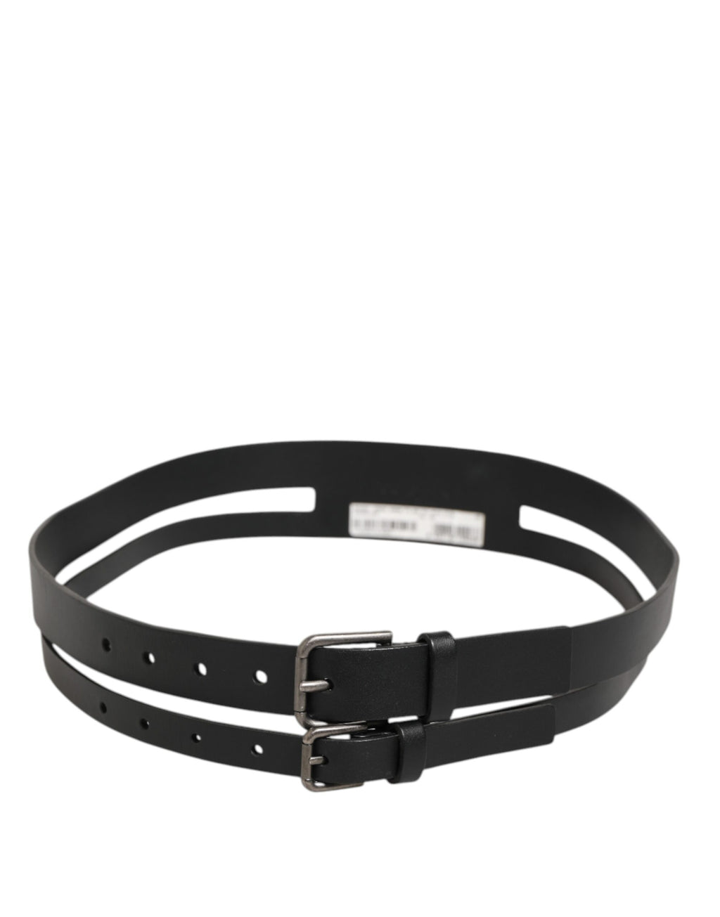 Black Double Strap Leather Buckle Men Belt