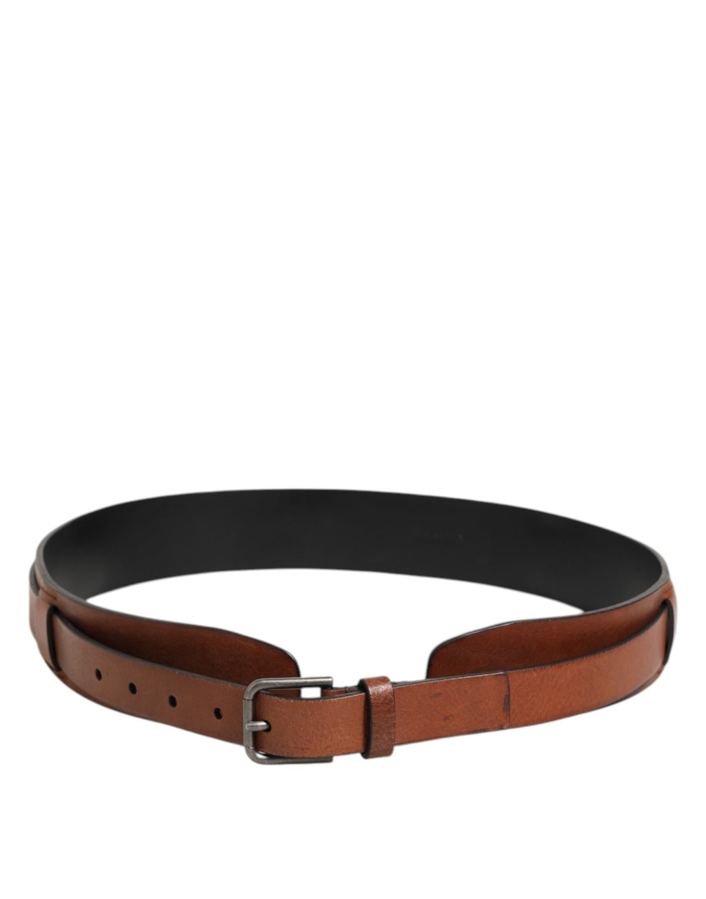 Brown Classic Gold Metal Logo Buckle Men  Belt
