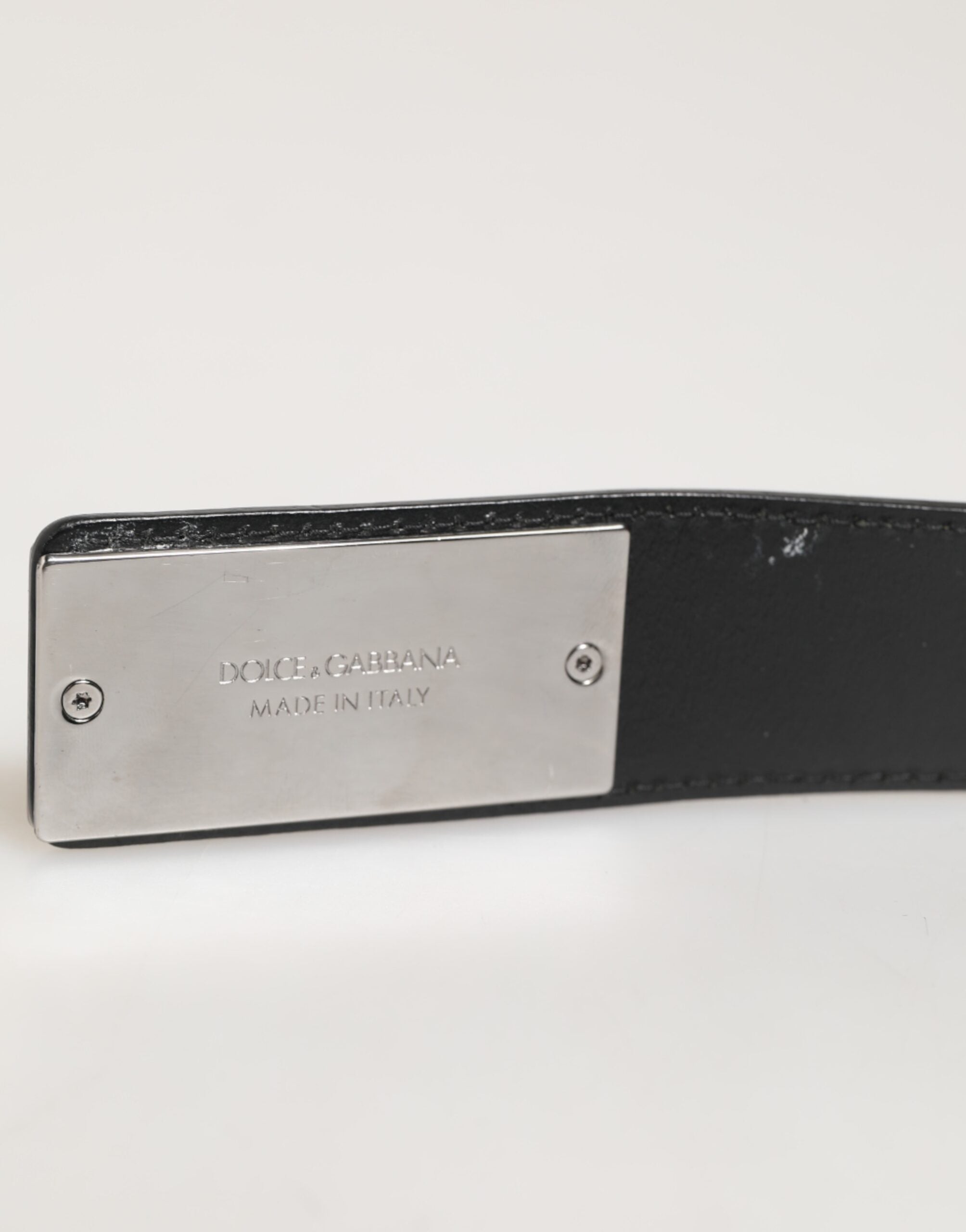 Black Leather Classic Metal Logo Buckle Belt