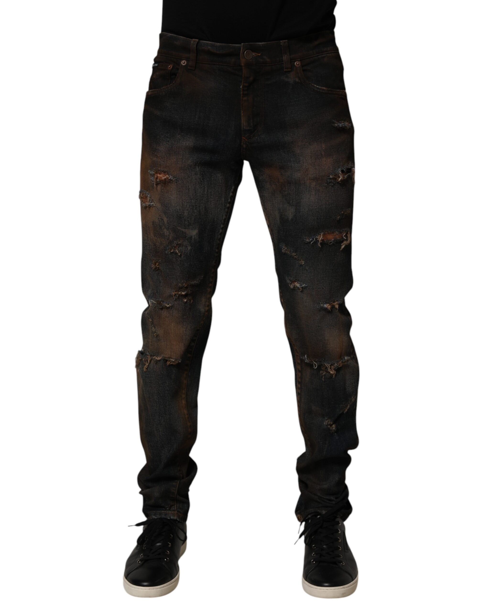 Black Cotton Skinny Tattered Men Denim Jeans