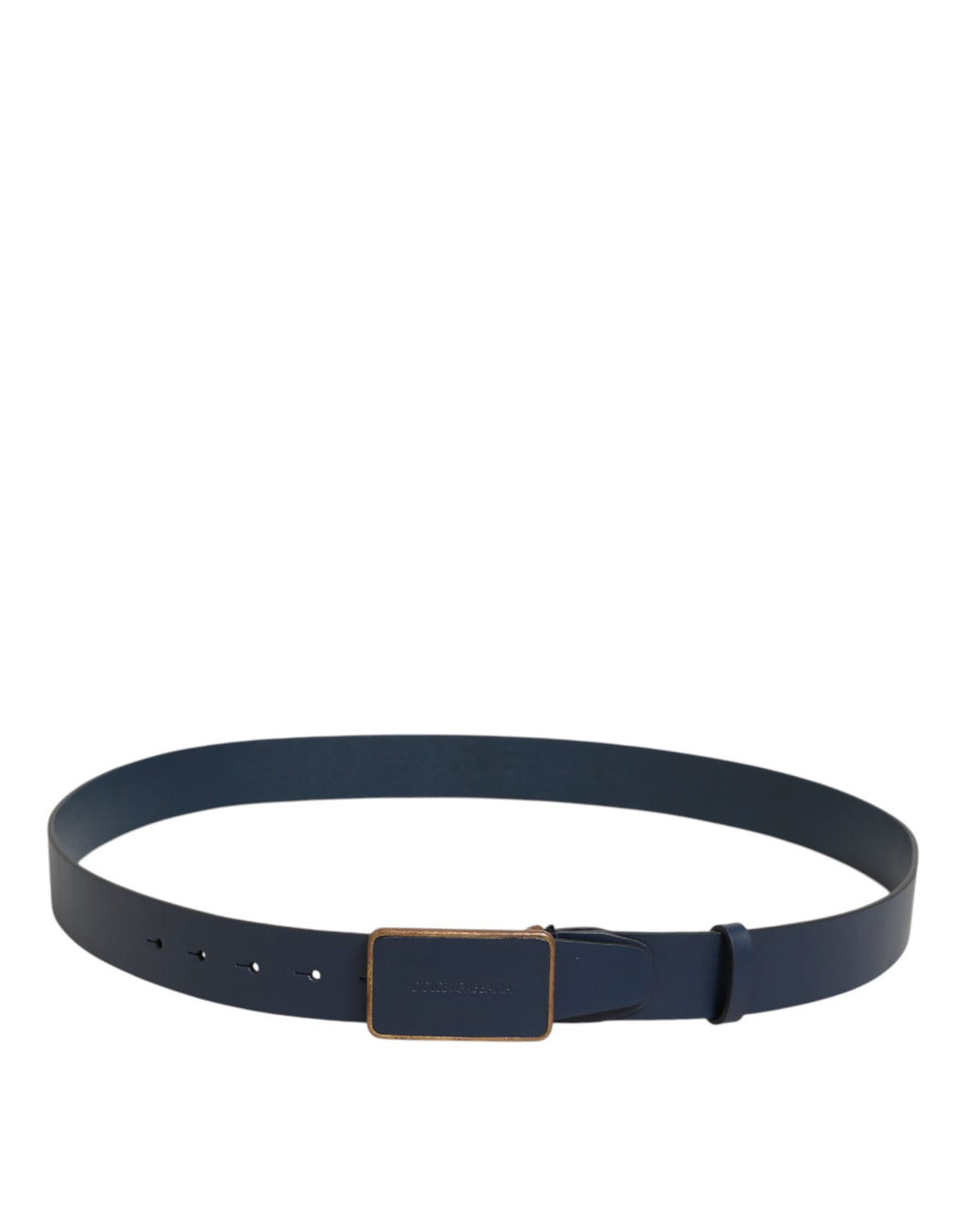 Blue Leather Classic Metal Logo Buckle Belt