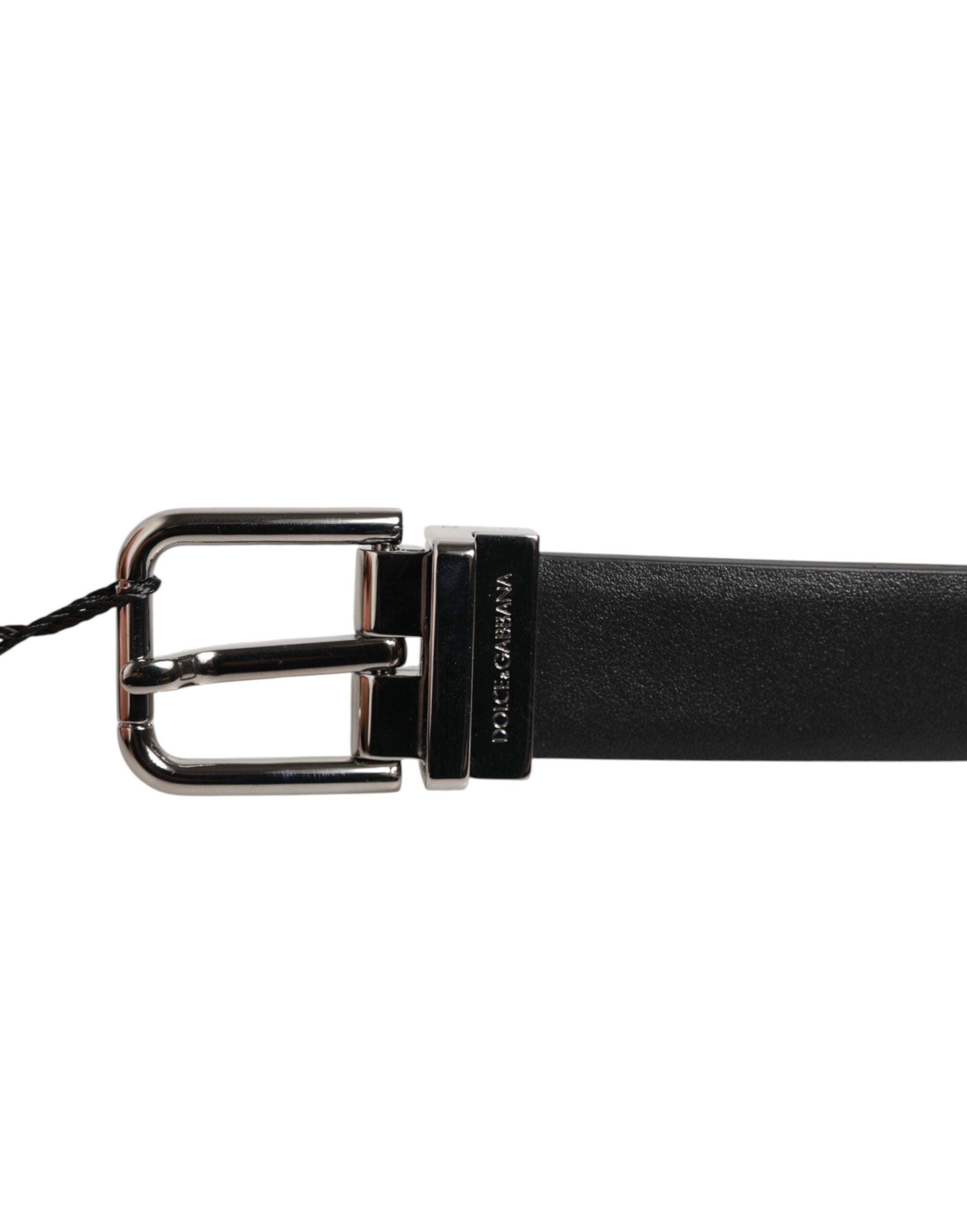 Black Leather Studded Silver-Tone Buckle Belt