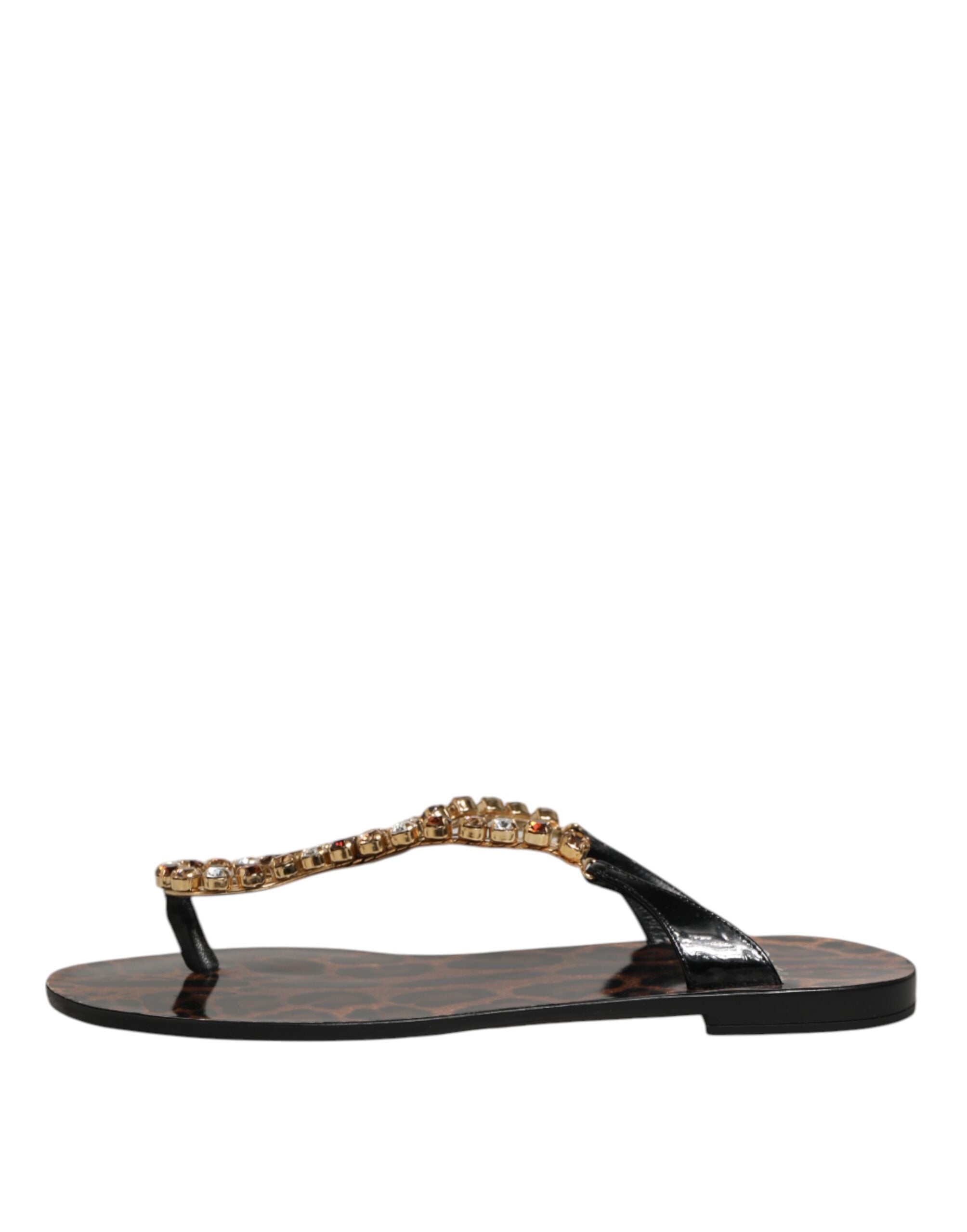 Black Crystals Flats Sandals Beachwear Shoes